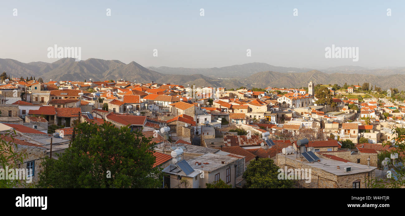 Paniramic view de Pano Lefkara village de district de Larnaca, Chypre. Banque D'Images