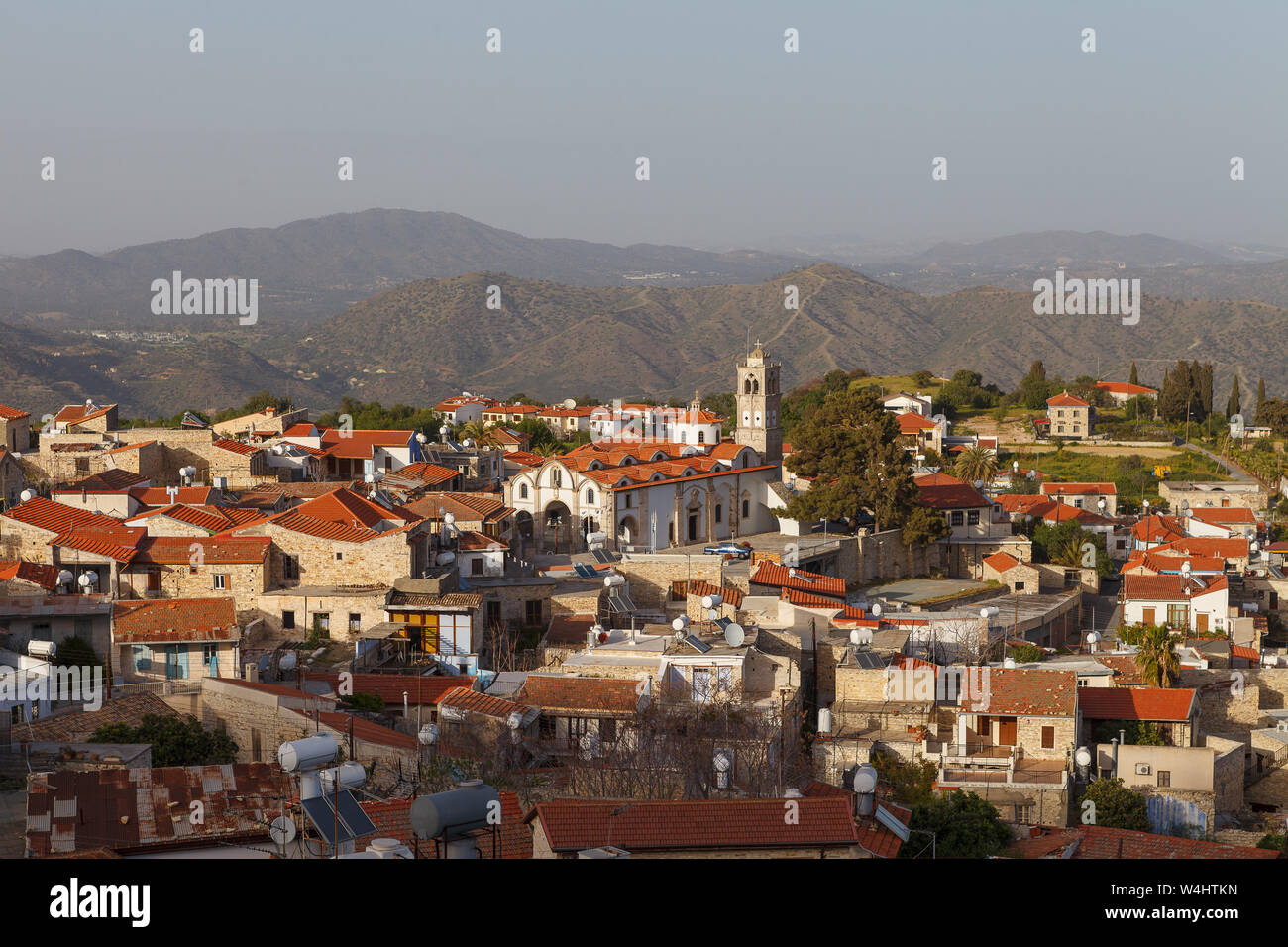 Paniramic view de Pano Lefkara village de district de Larnaca, Chypre. Banque D'Images