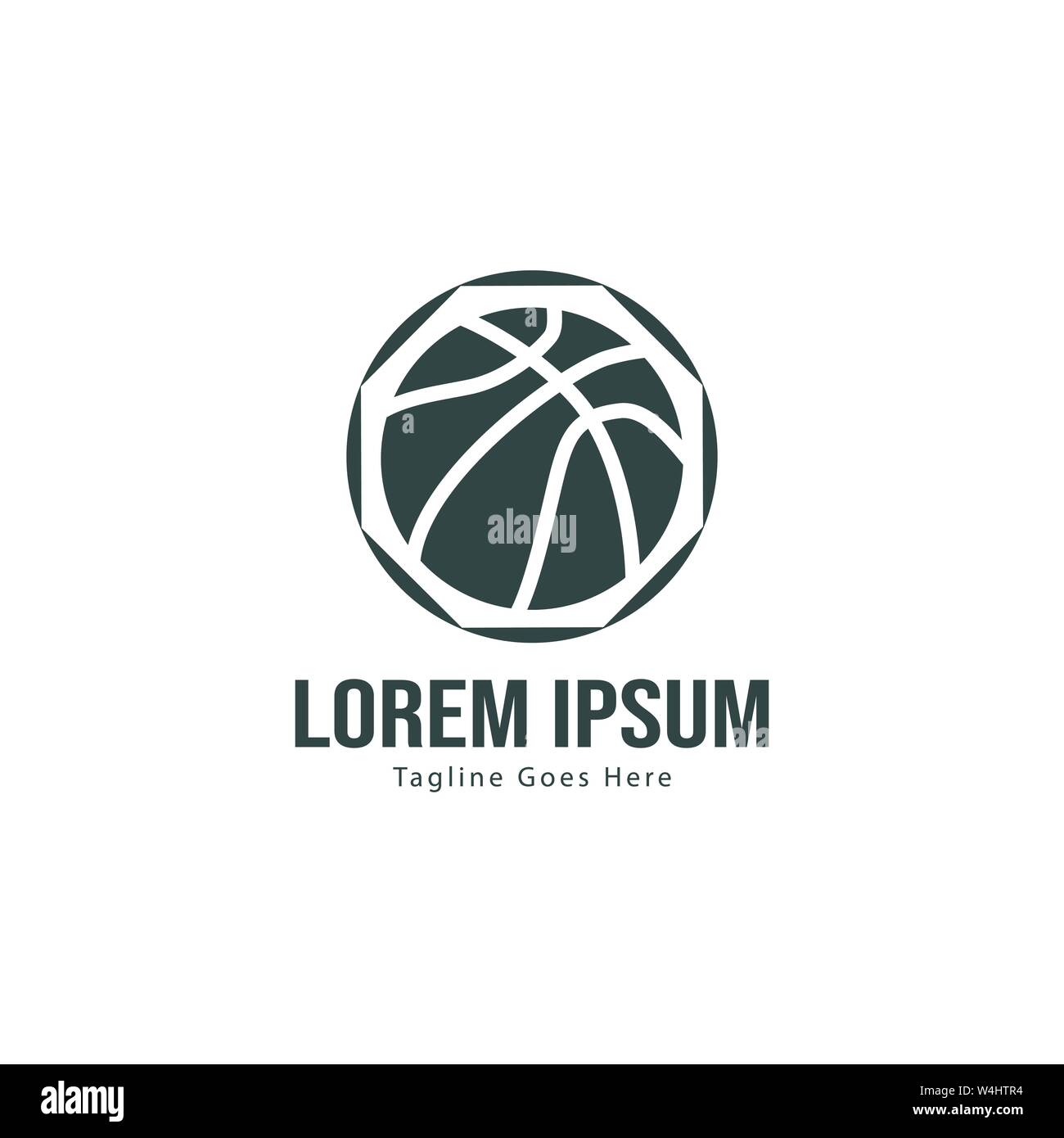Template design logo Basket-ball. Basket-ball moderne minimaliste avec logo vecteur Conception du châssis Illustration de Vecteur