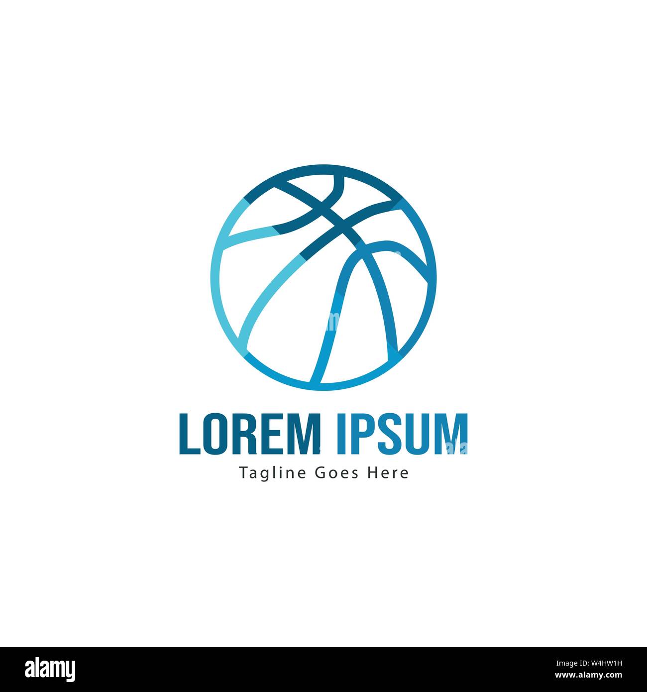 Template design logo Basket-ball. Basket-ball moderne minimaliste avec logo vecteur Conception du châssis Illustration de Vecteur