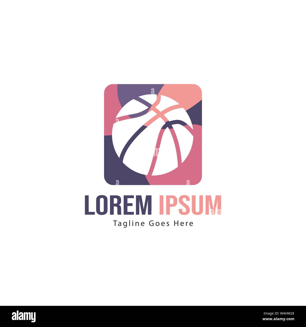 Template design logo Basket-ball. Basket-ball moderne minimaliste avec logo vecteur Conception du châssis Illustration de Vecteur