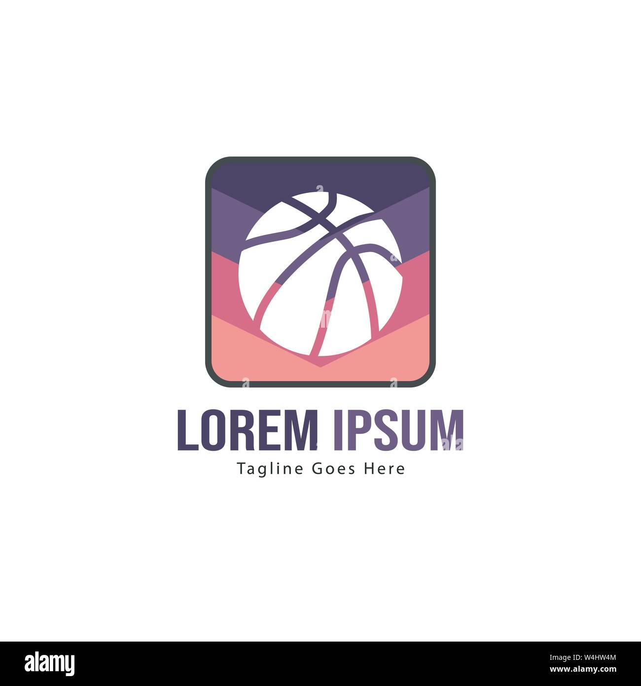 Template design logo Basket-ball. Basket-ball moderne minimaliste avec logo vecteur Conception du châssis Illustration de Vecteur