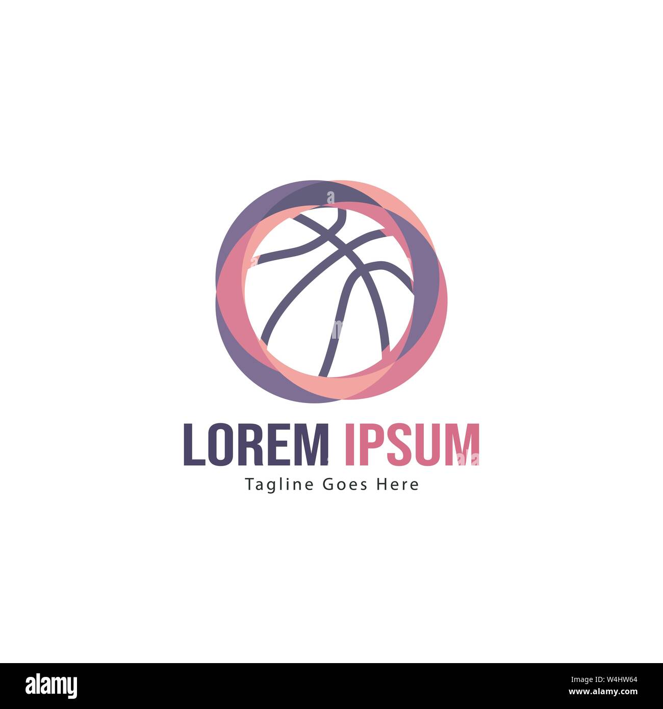 Template design logo Basket-ball. Basket-ball moderne minimaliste avec logo vecteur Conception du châssis Illustration de Vecteur