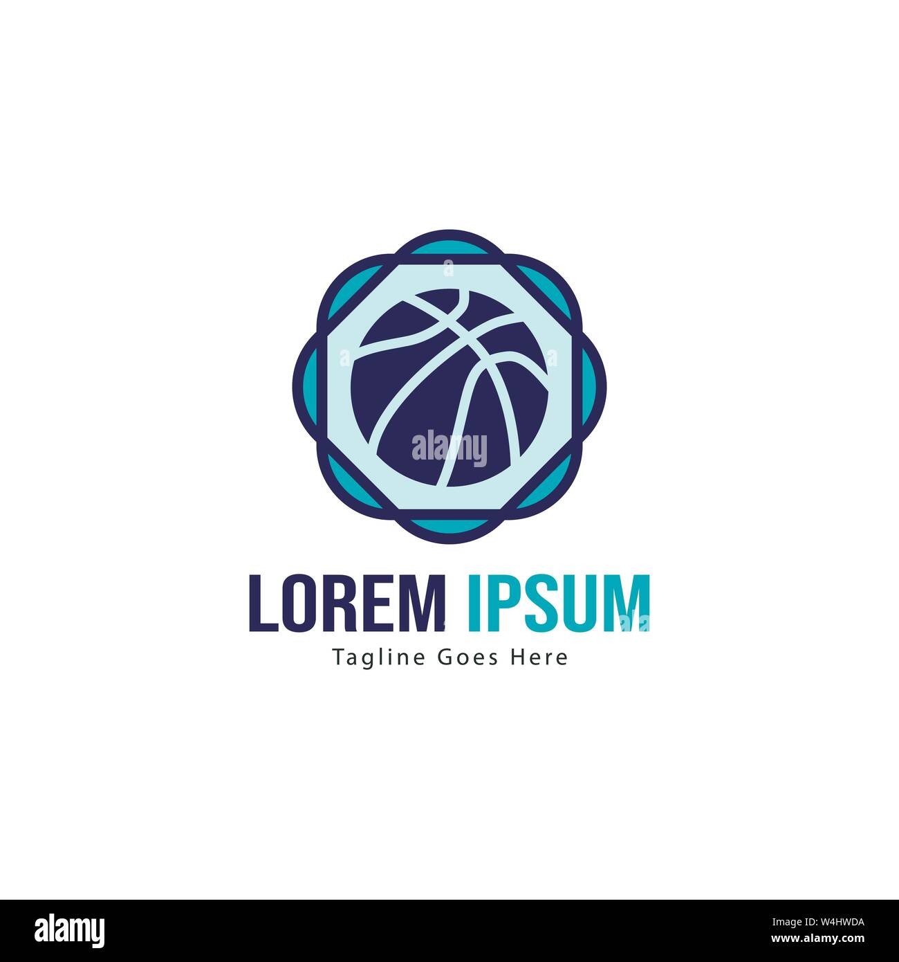 Template design logo Basket-ball. Basket-ball moderne minimaliste avec logo vecteur Conception du châssis Illustration de Vecteur