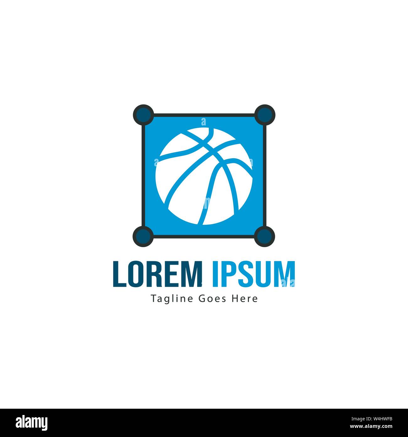 Template design logo Basket-ball. Basket-ball moderne minimaliste avec logo vecteur Conception du châssis Illustration de Vecteur