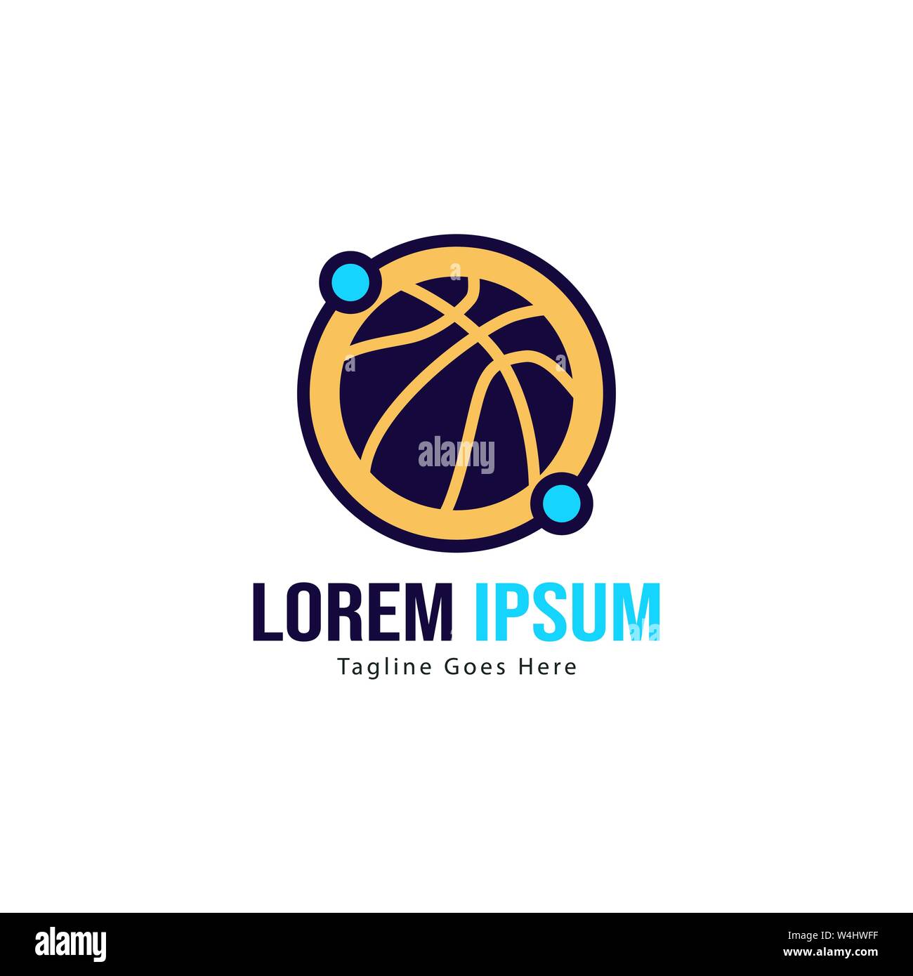 Template design logo Basket-ball. Basket-ball moderne minimaliste avec logo vecteur Conception du châssis Illustration de Vecteur