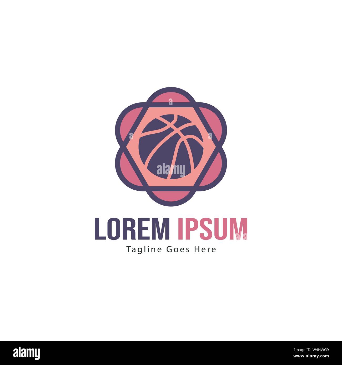 Template design logo Basket-ball. Basket-ball moderne minimaliste avec logo vecteur Conception du châssis Illustration de Vecteur