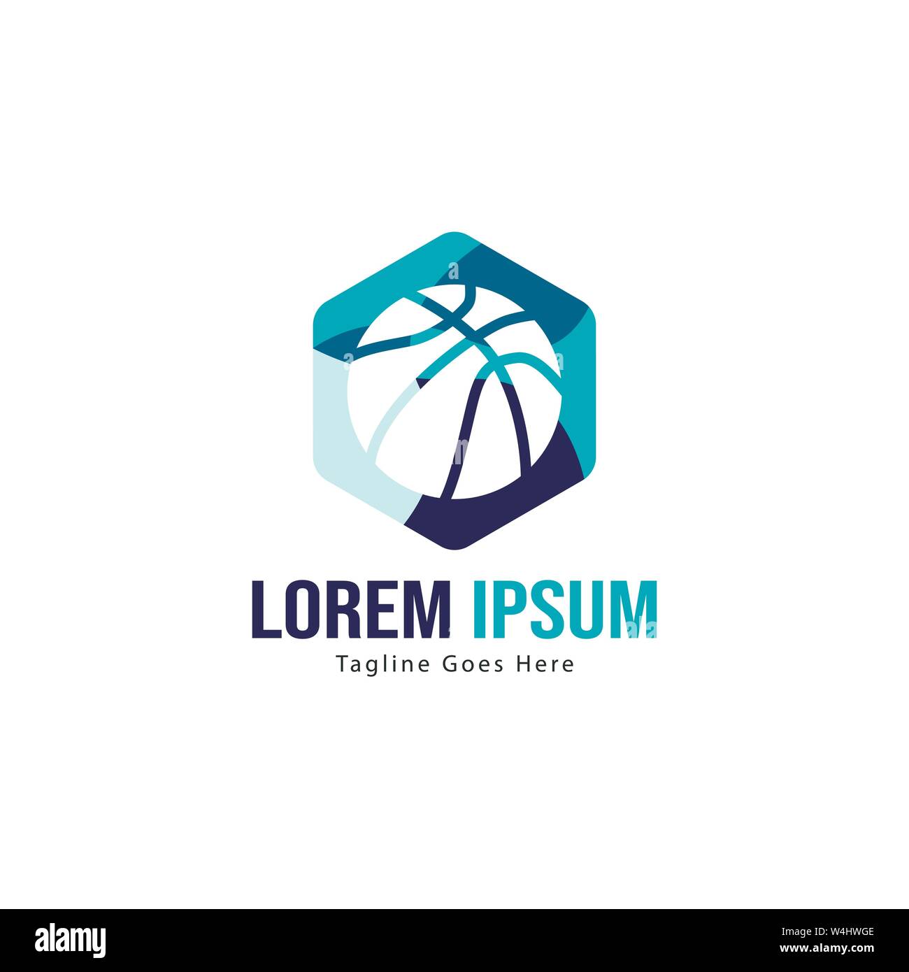 Template design logo Basket-ball. Basket-ball moderne minimaliste avec logo vecteur Conception du châssis Illustration de Vecteur