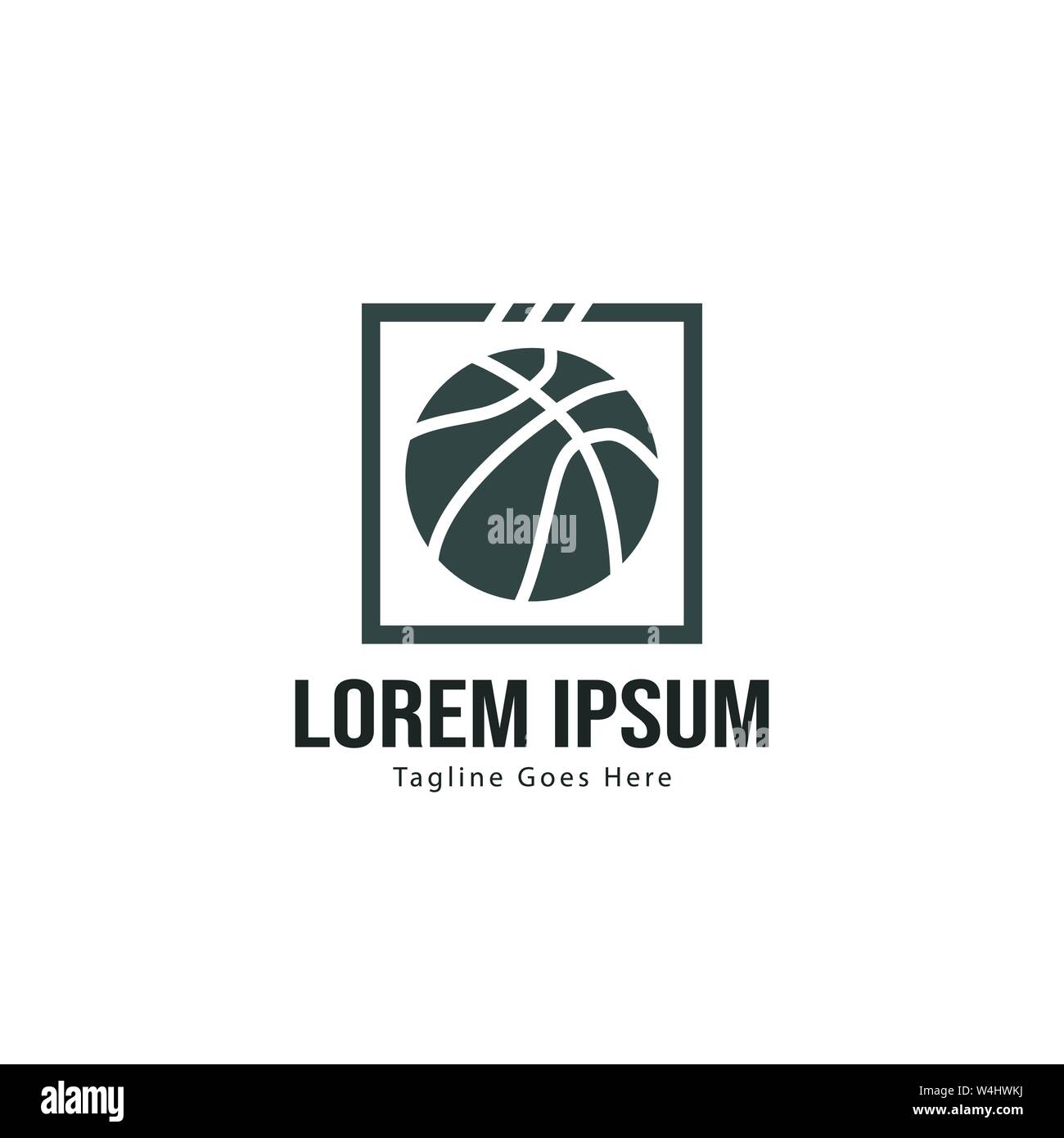 Template design logo Basket-ball. Basket-ball moderne minimaliste avec logo vecteur Conception du châssis Illustration de Vecteur