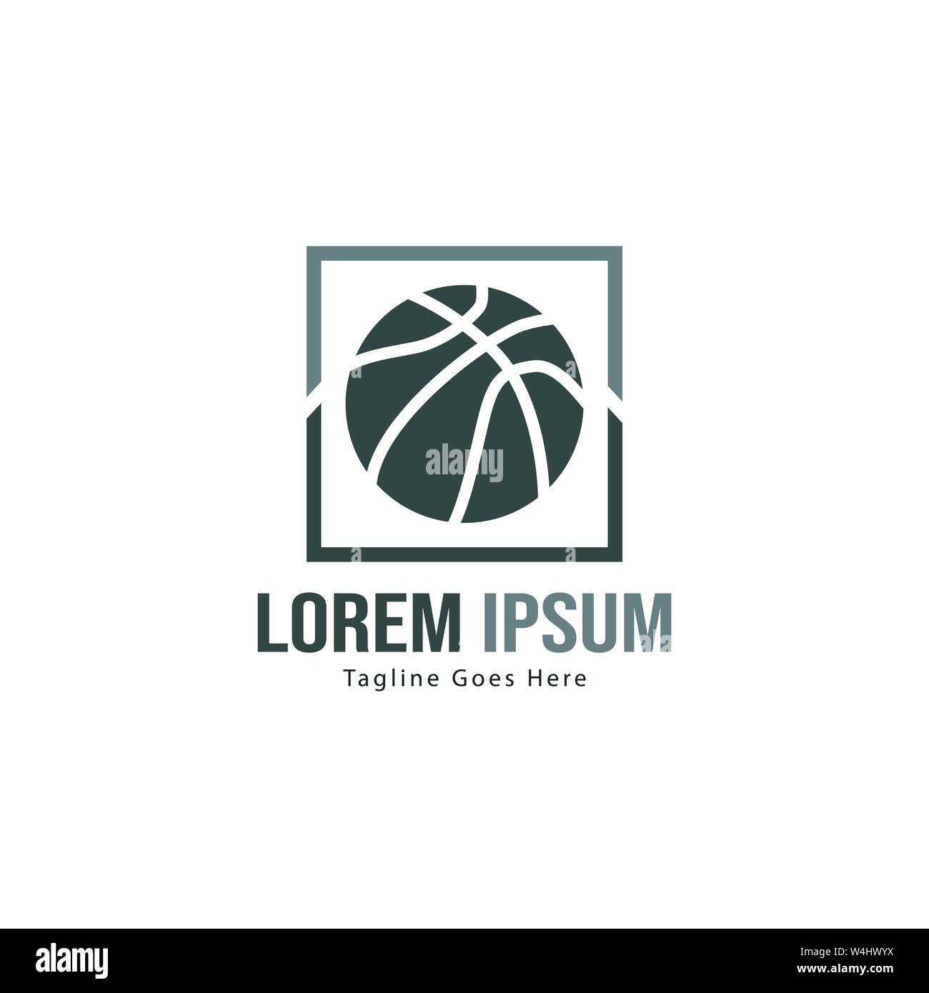 Template design logo Basket-ball. Basket-ball moderne minimaliste avec logo vecteur Conception du châssis Illustration de Vecteur