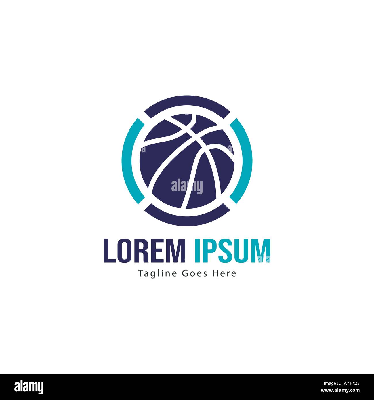 Template design logo Basket-ball. Basket-ball moderne minimaliste avec logo vecteur Conception du châssis Illustration de Vecteur