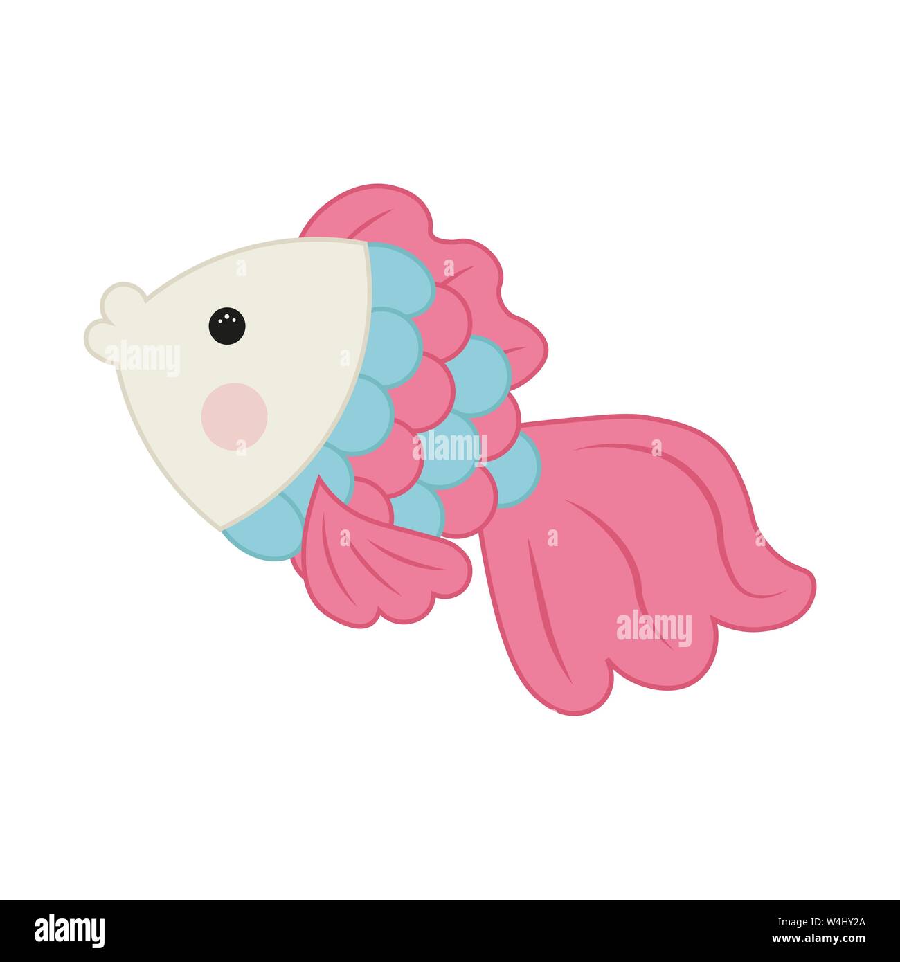 Poisson rose doux vector pour les enfants. Illustration de poisson rose mignon isolé sur fond blanc. Illustration de Vecteur