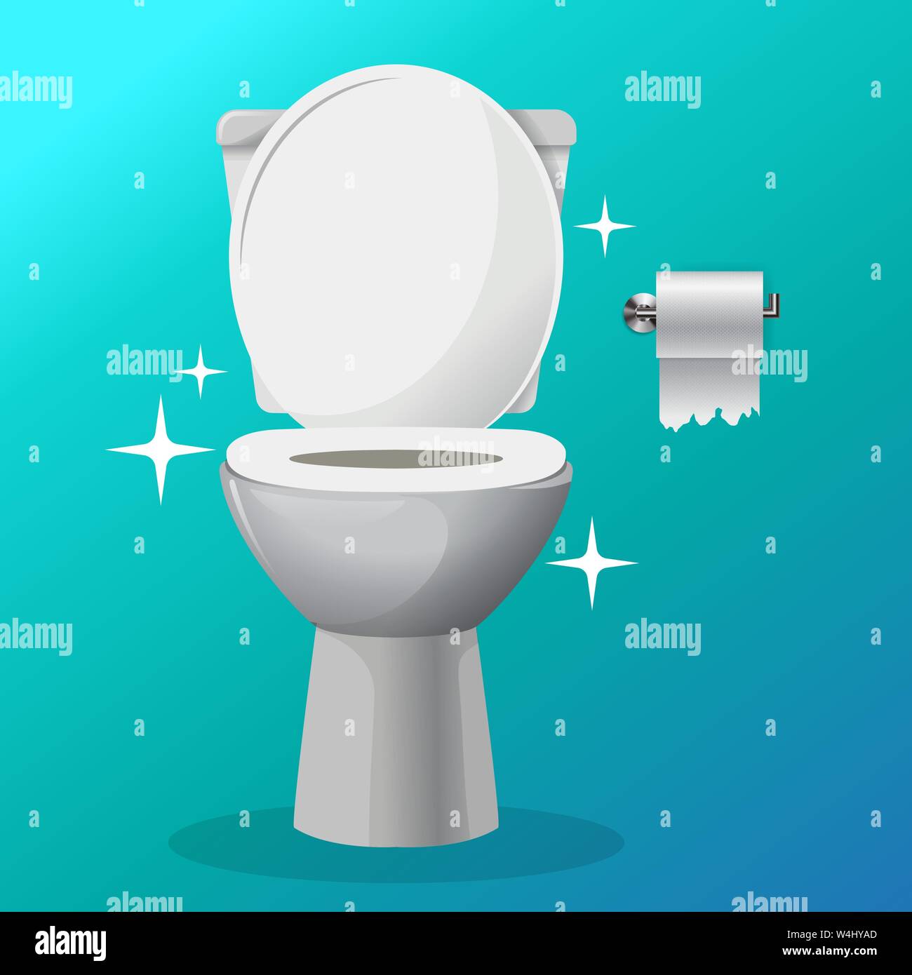Céramique blanche cuvette propre vecteur icône avec un tolet sur un hangaer. toilettes modernes de télévision style. Vector illustration. Illustration de Vecteur