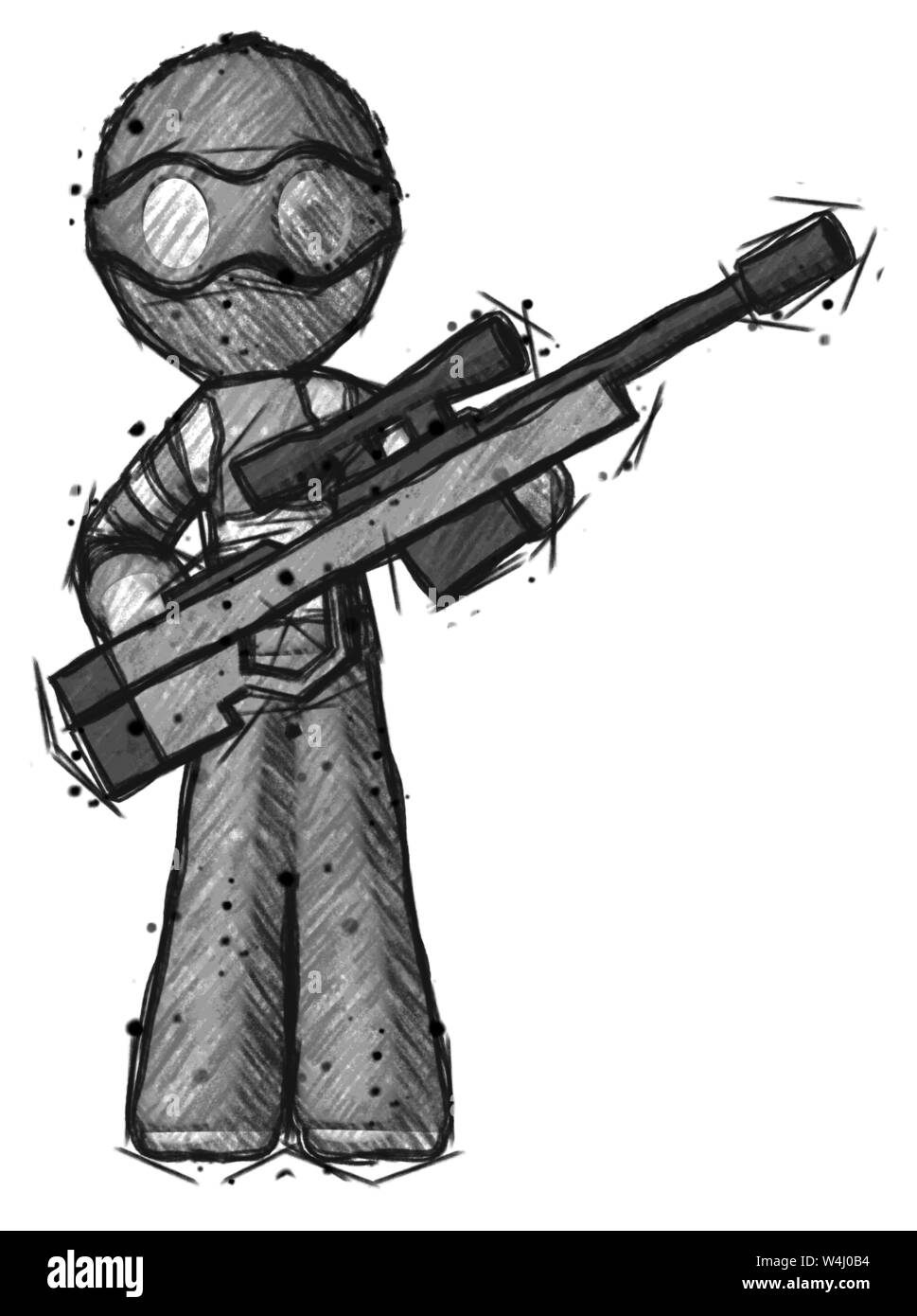 Voleur croquis man holding sniper rifle fusil. Banque D'Images Voleur croquis man holding sniper rifle fusil. Banque D'Images