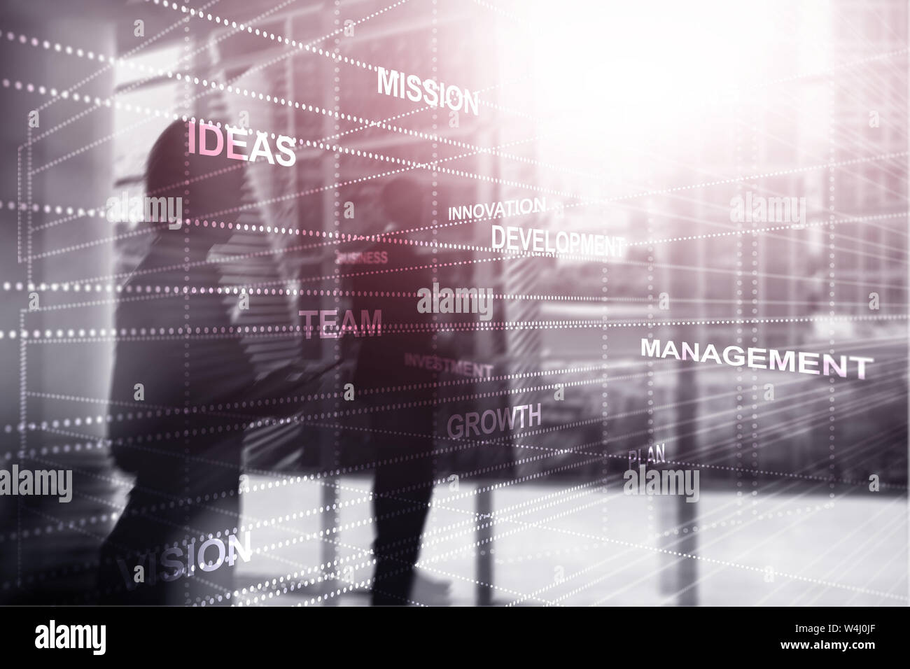 Résumé Contexte L'entreprise mixte double exposition Banque D'Images