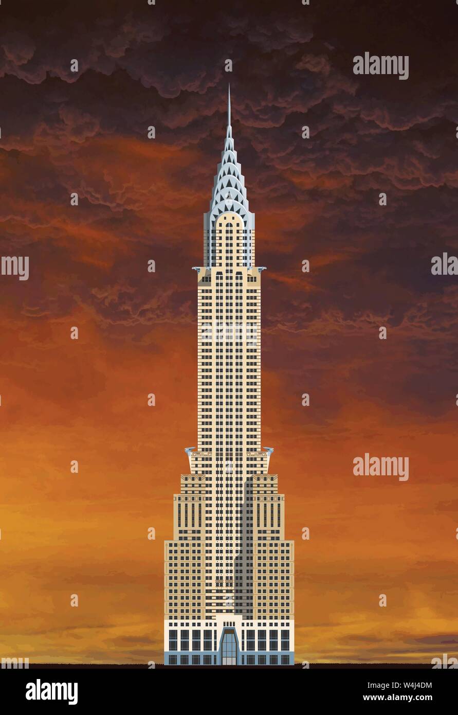 Chrysler Building contre un ciel dramatique. Illustration de Vecteur