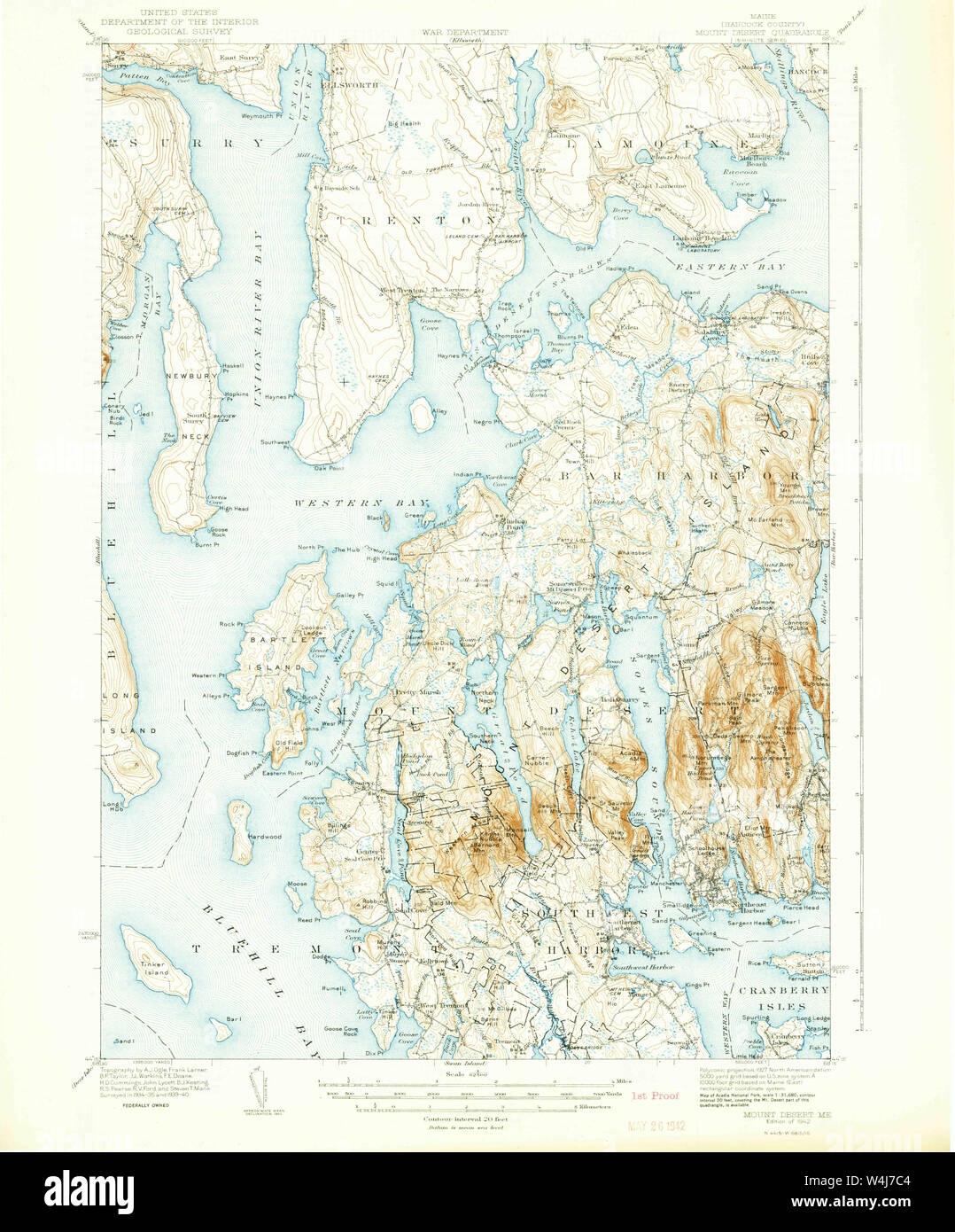 Carte historique de la USGS Maine Mount Desert 4606361942 Restauration 62500 Banque D'Images