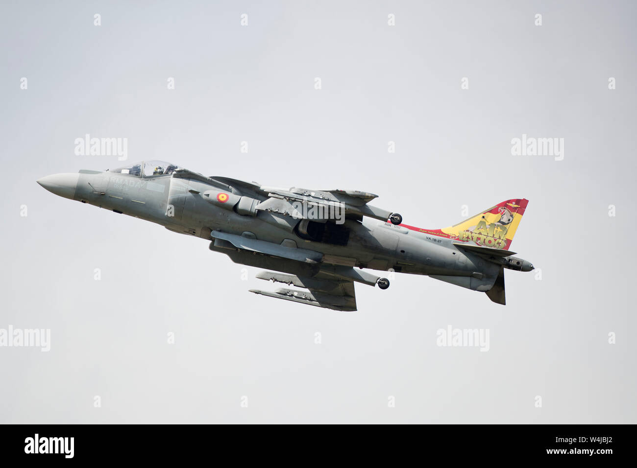 L'un des deux l'espagnol AV-8B Harrier de la Marine ii d'effectuer à l'air show 2019 RIAT, Fairford, Gloucestershire, Royaume-Uni Banque D'Images