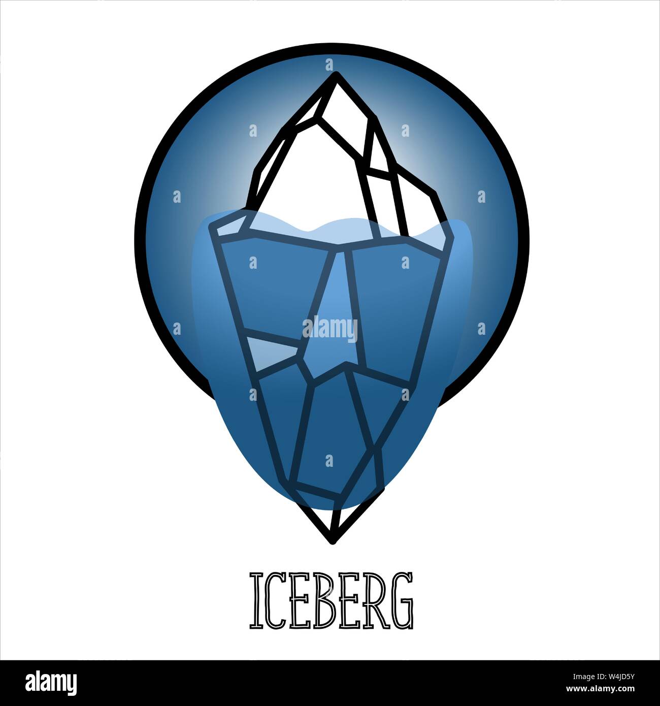 Vecteur moderne asberg, contour noir sur fond bleu. Concept de north Illustration de Vecteur