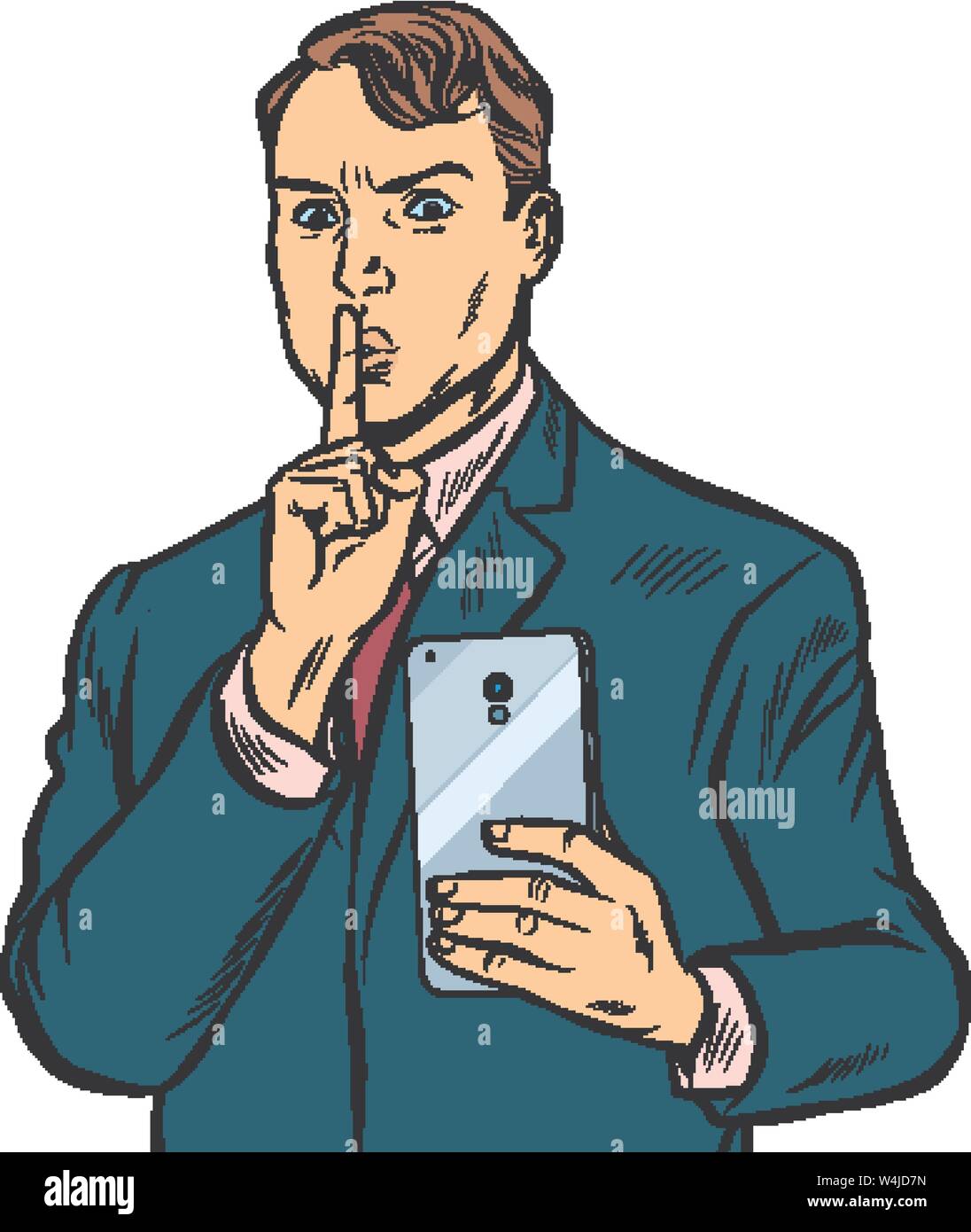 Un homme prend des photos sur un smartphone Illustration de Vecteur