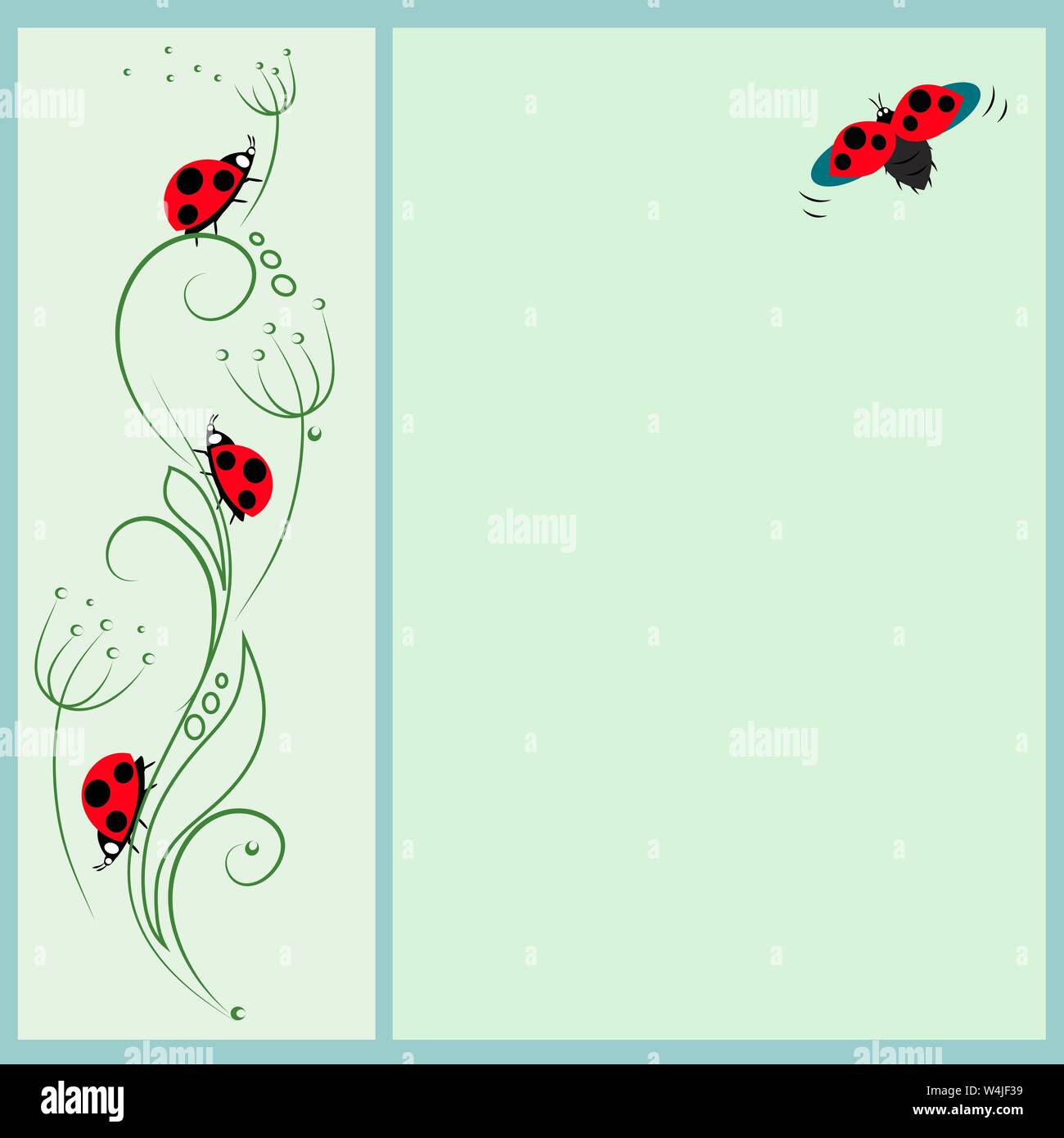 Les coccinelles sur les feuilles d'herbe Illustration de Vecteur