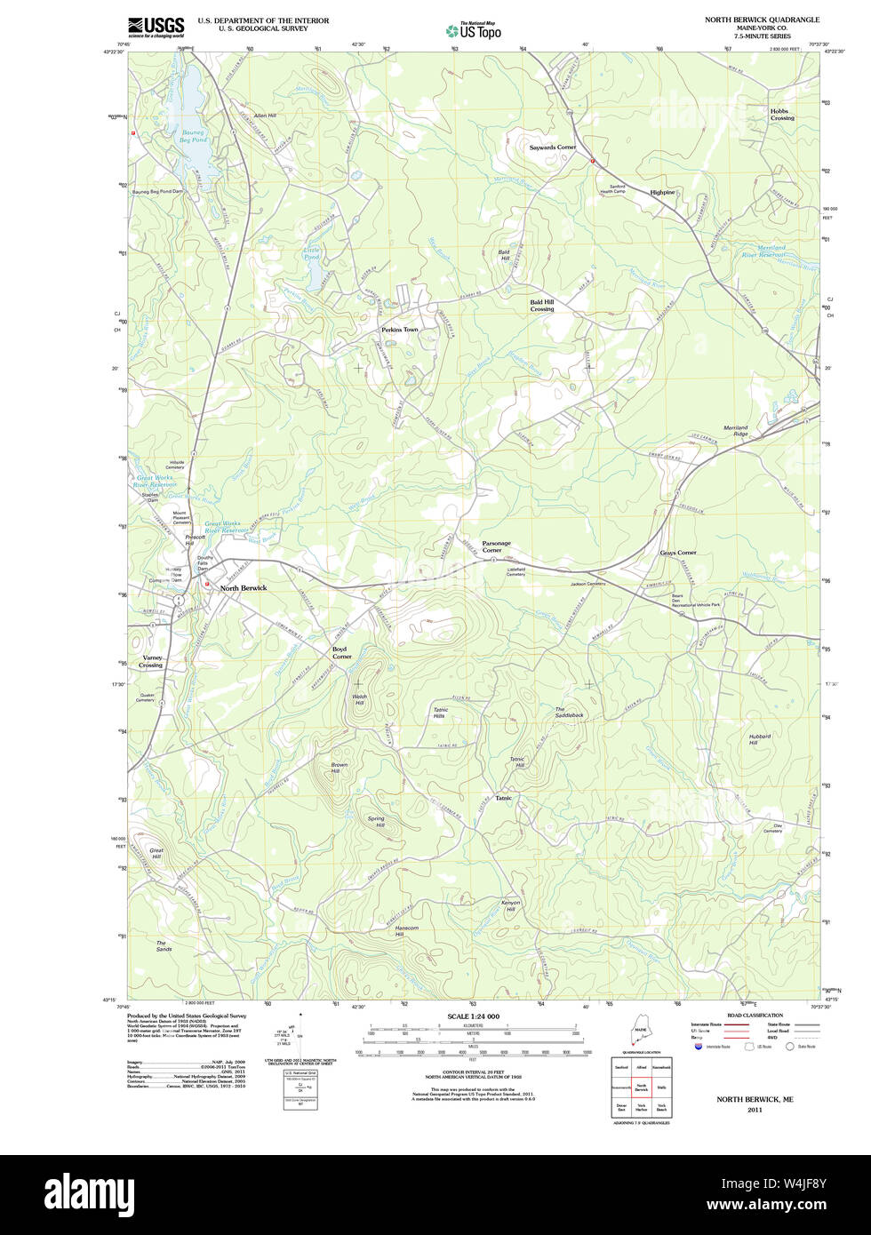 Carte historique de la USGS Maine North Berwick 20110825 Restauration TM Banque D'Images