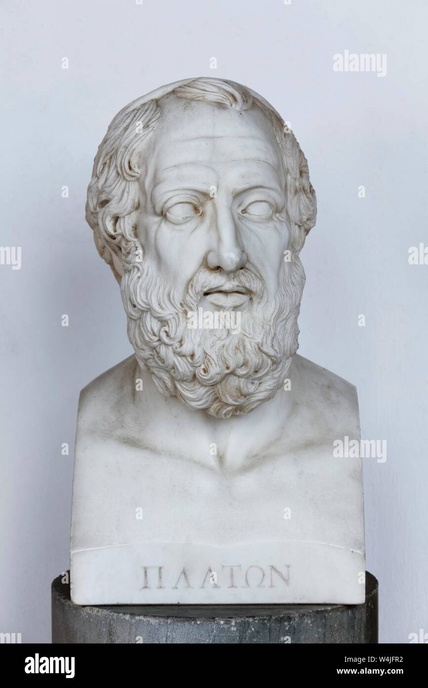 Buste du philosophe grec Platon, Palais Achilleion, Gastouri, île de Corfou, îles Ioniennes, Grèce Banque D'Images