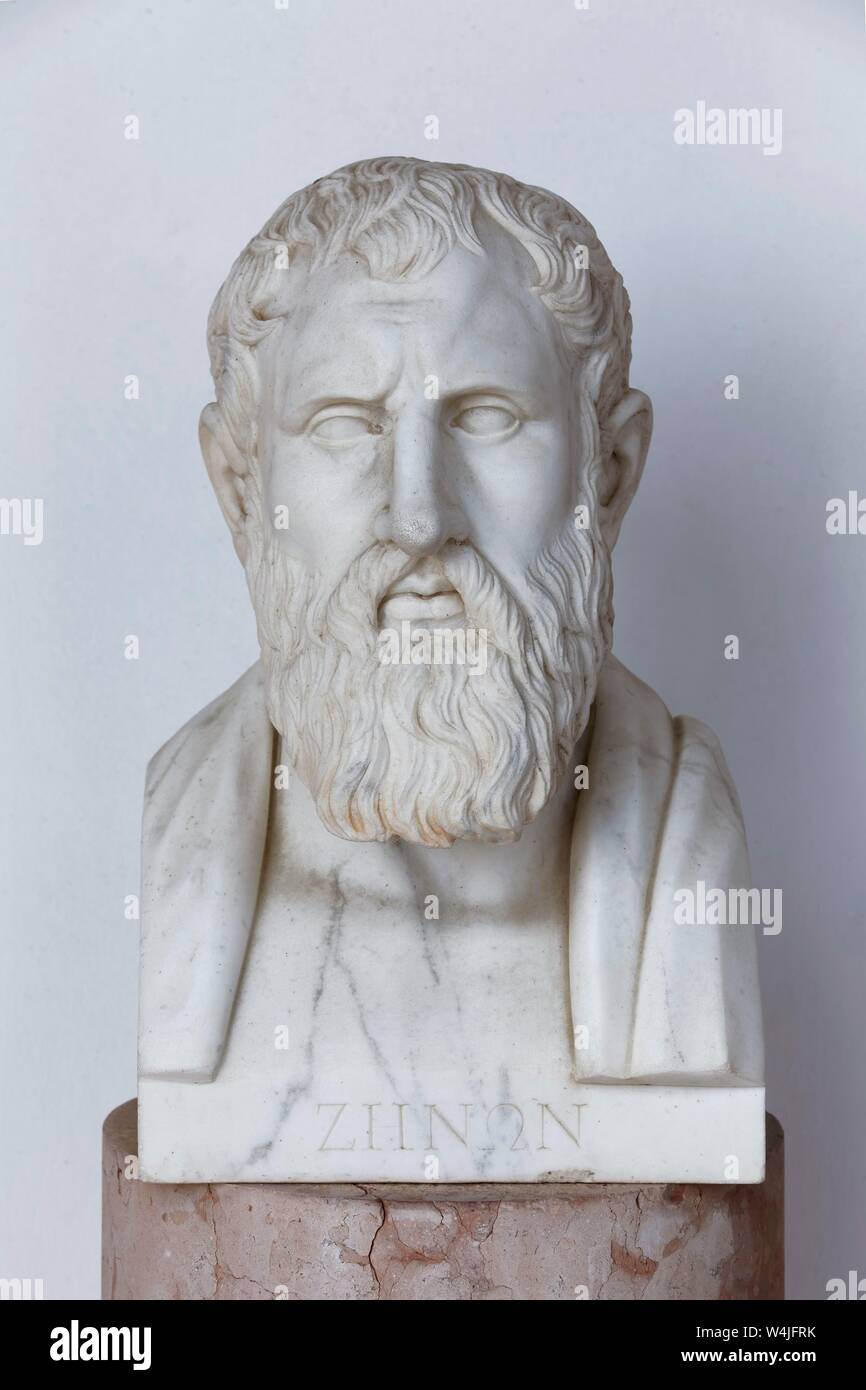 Buste du philosophe grec Zenon de Kition, Palais Achilleion, Gastouri, l'île de Corfou, îles Ioniennes, Grèce Banque D'Images