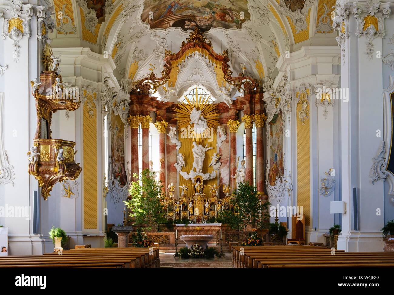 Salle de chant, son église, l'abbaye de Saint-Jean, Georgenberg-Fiecht le PMVD, l'Inntal, Tyrol, Autriche Banque D'Images