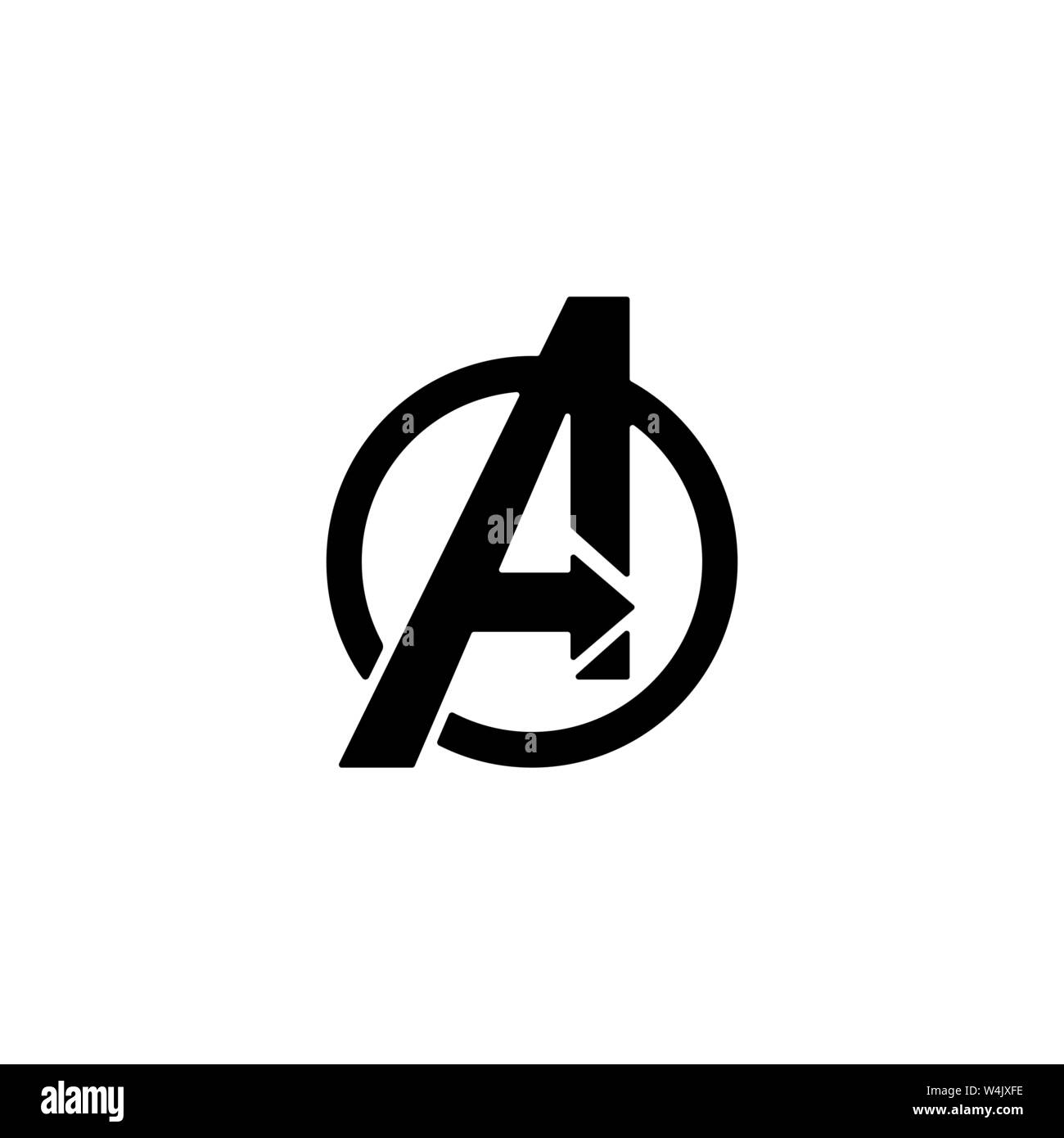 Logo Icône vecteur isolé avengers, symbole de fin de jeu avengers Illustration de Vecteur