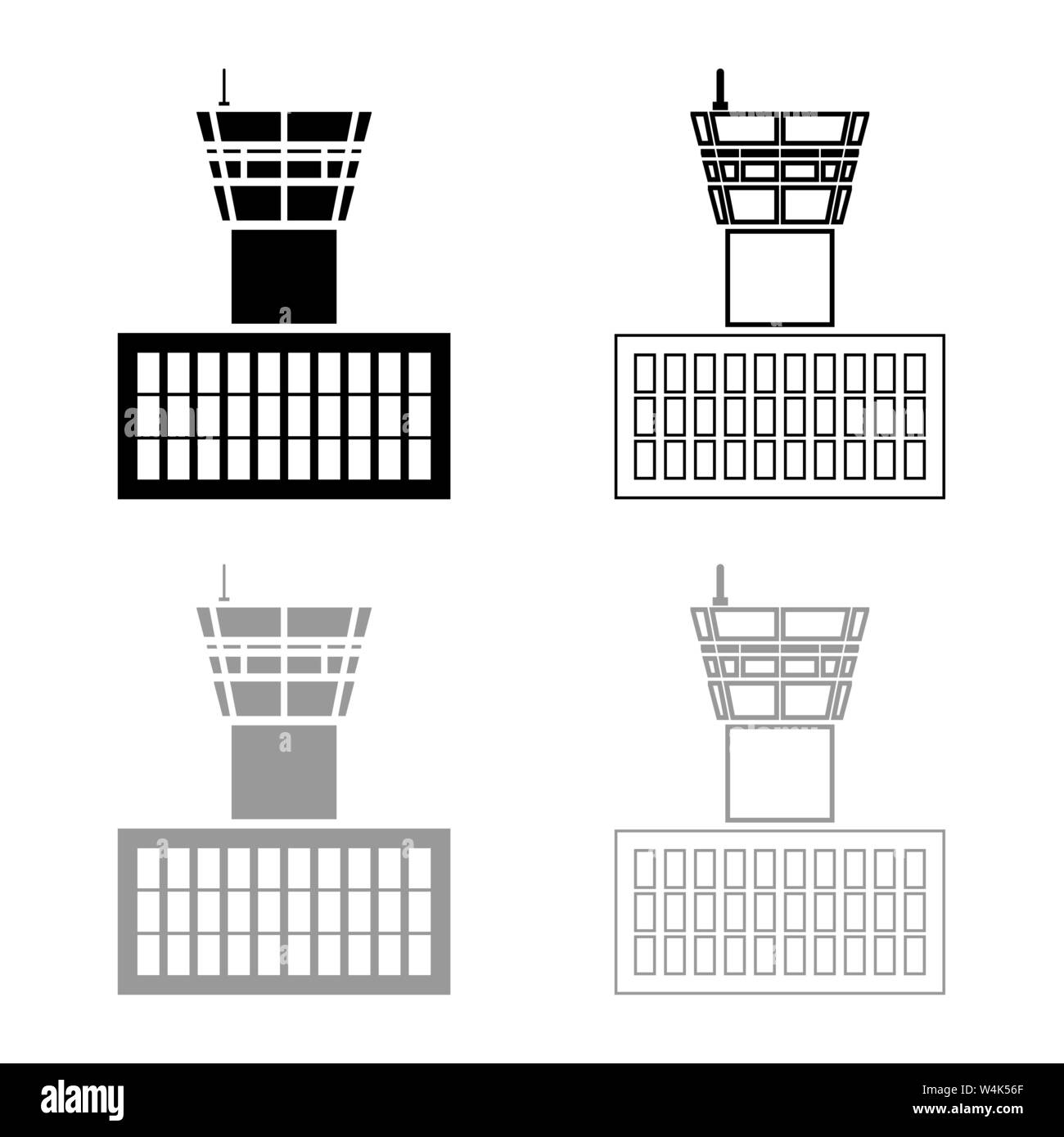 Tour de contrôle de l'aéroport Bâtiment de l'aéroport de la tour de contrôle de vol aperçu l'icône de couleur gris noir style télévision illustration vectorielle simple image Illustration de Vecteur