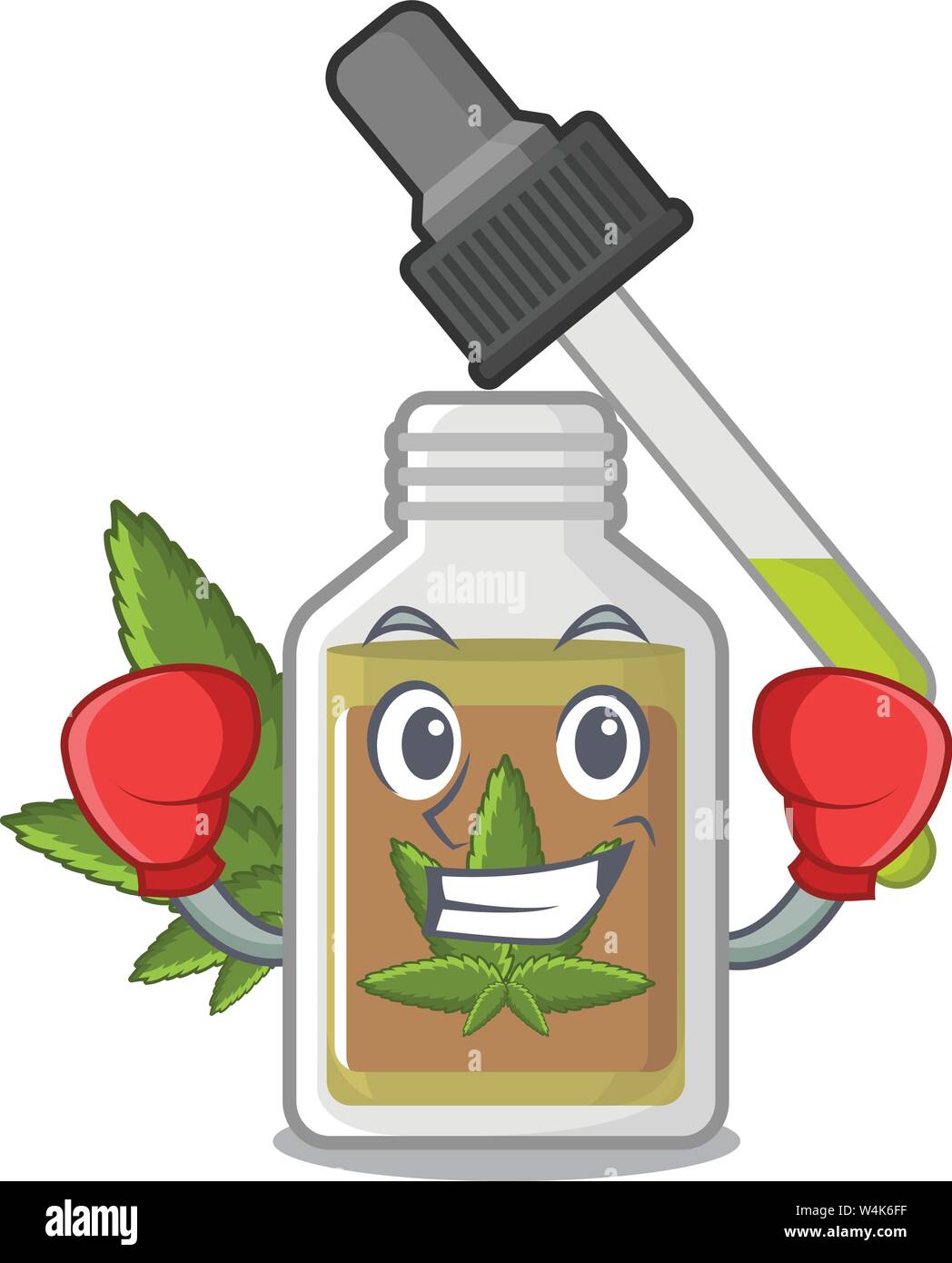 L'huile de chanvre de boxe dans la bouteille de caractère vector illustration Illustration de Vecteur
