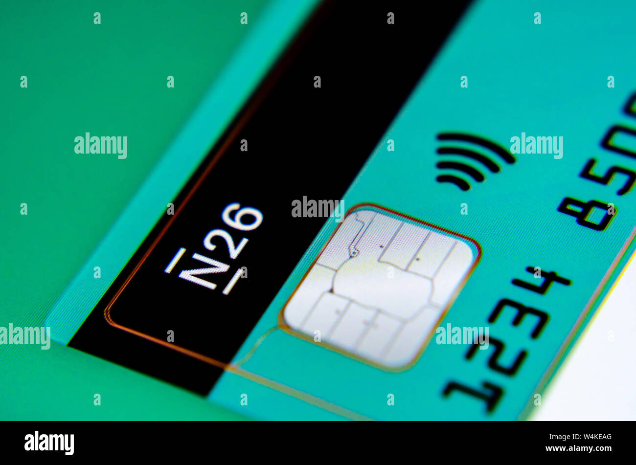 N26 Bank app sur l'écran du smartphone. N26 est une banque numérique en croissance rapide. Macro photo. Banque D'Images