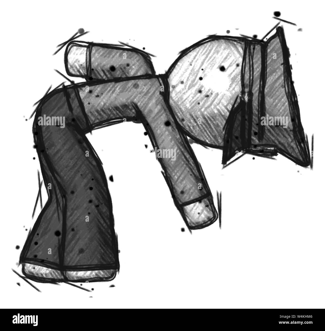 L'homme police sketch up ramasser quelque chose courbée. Banque D'Images