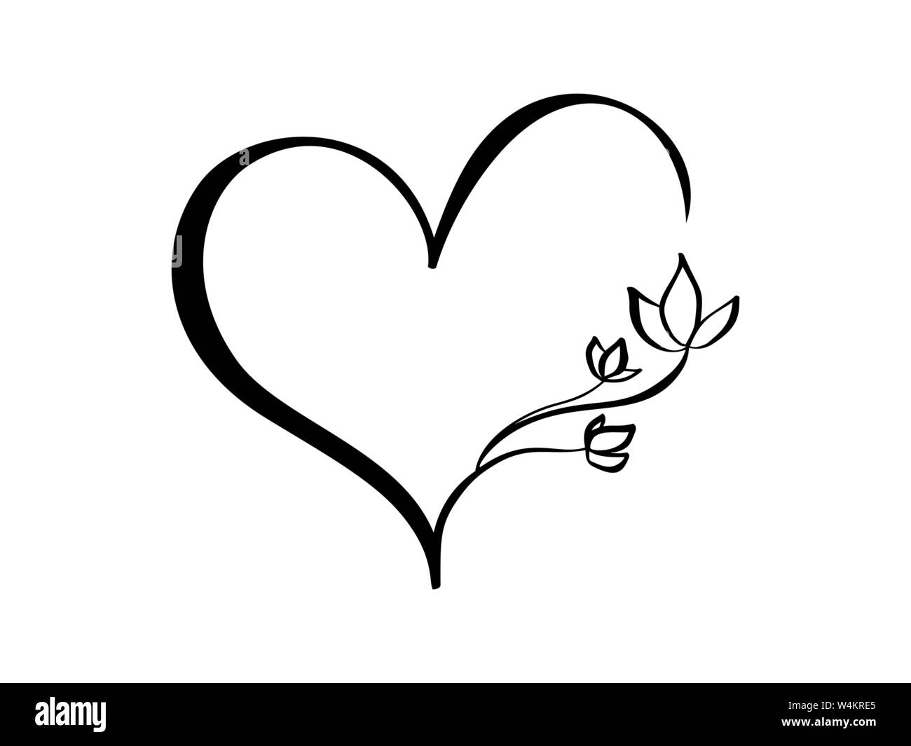 Vector cœur signe. Icône sur fond blanc. Illustration romantique symbole lié, l'amour, passion et mariage. Modèle pour t shirt, carte, poster Illustration de Vecteur