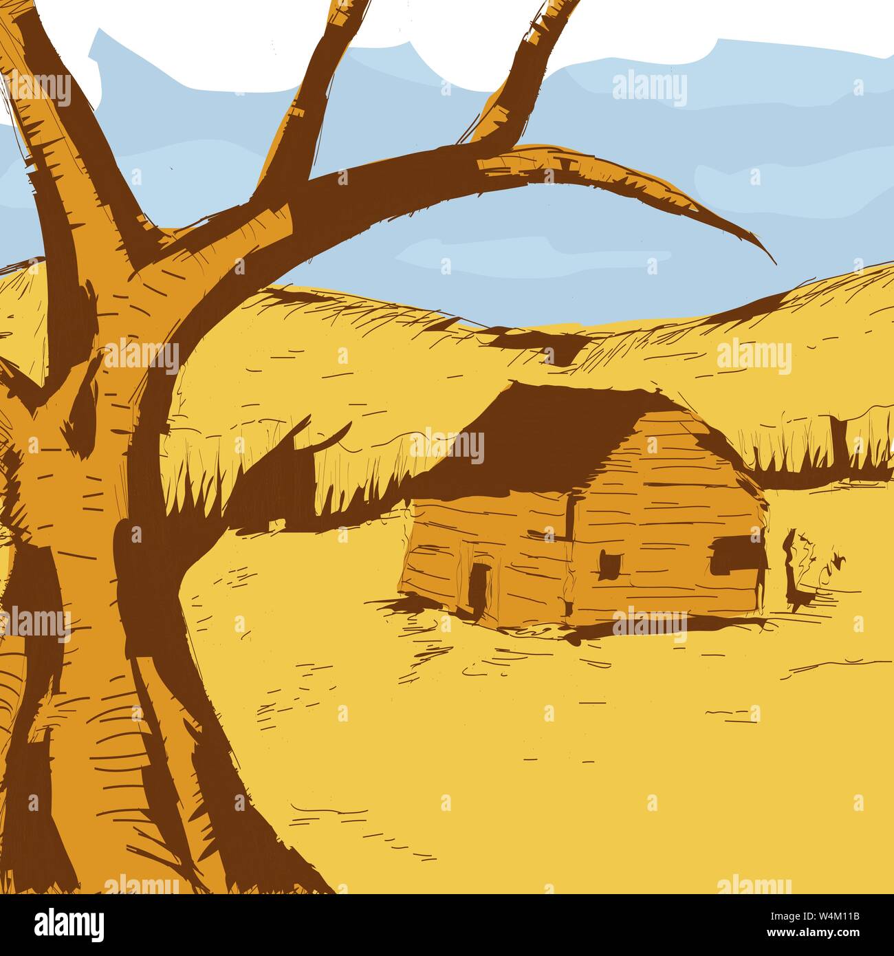 Image de couleurs graphique de vue sur la campagne. Illustration de Vecteur