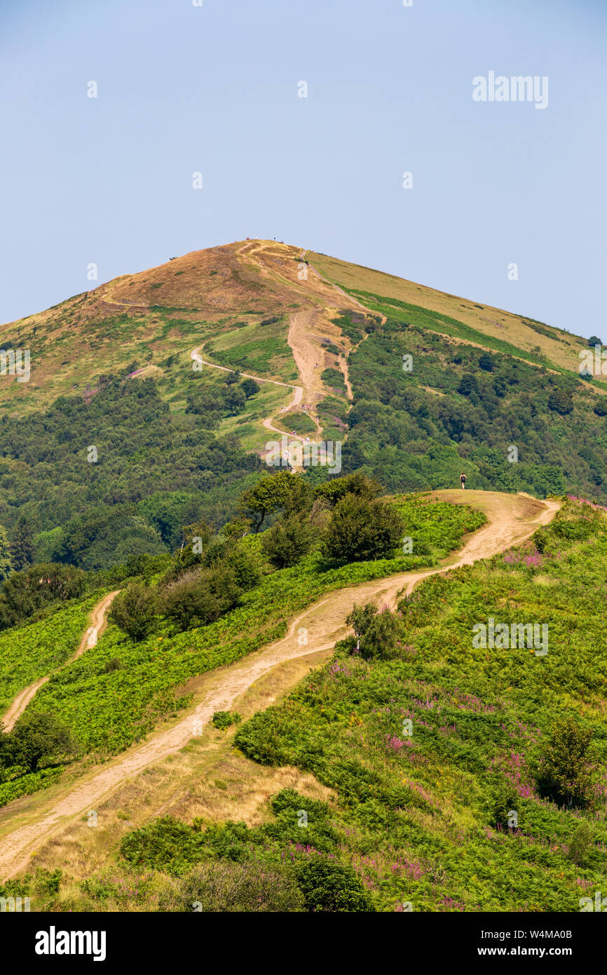 Balise de Worcestershire et la persévérance dans les collines de Malvern Hill, Worcestershire, Angleterre. Banque D'Images