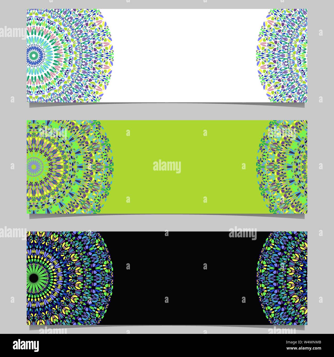 Mandala fleur géométrique abstraite banner set - éléments de conception vecteur coloré Illustration de Vecteur