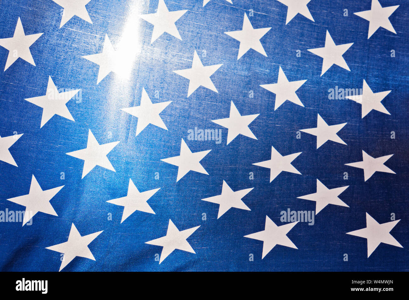 Vue rapprochée d'étoiles sur fond bleu du drapeau des États-Unis d'Amérique. Date de l'indépendance d'Amérique USA ou commémoratif, la fête du Travail, le jour du drapeau national Banque D'Images