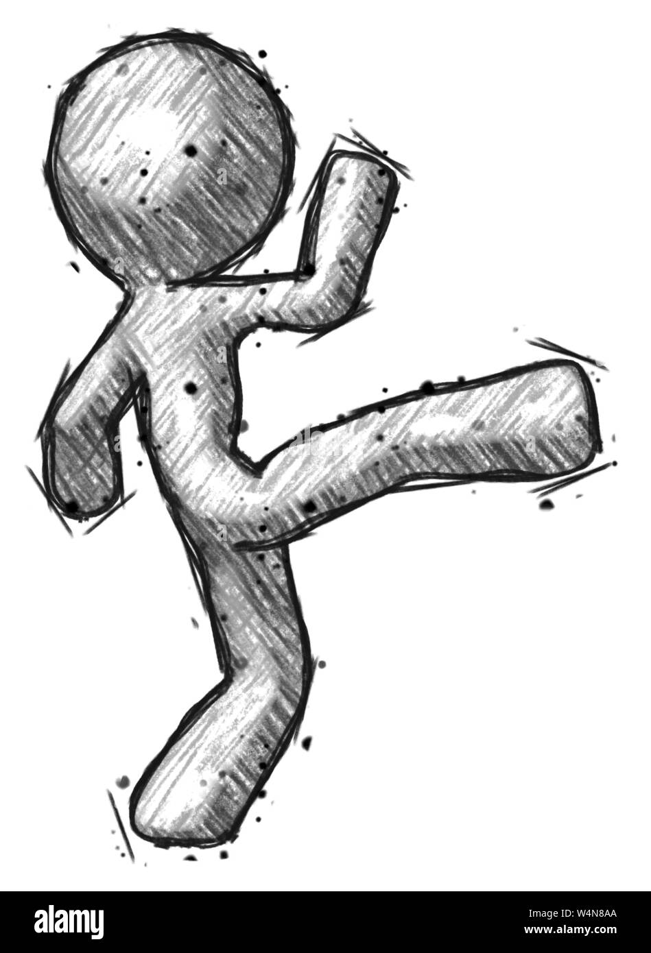 Design Sketch mascot homme kick poser. Banque D'Images