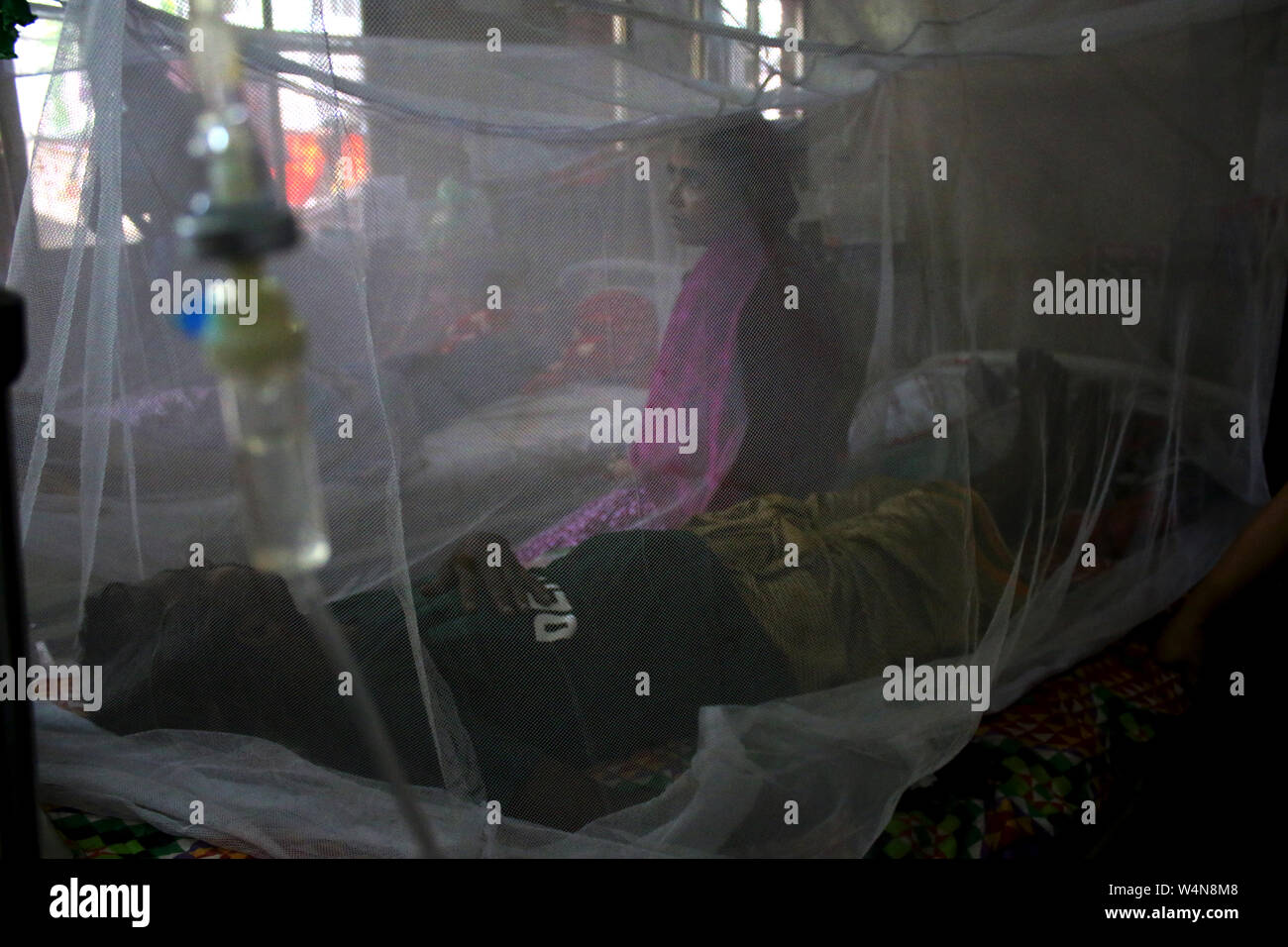 Pour aider à lutter contre la propagation de la dengue, des moustiquaires ont été mis en place dans une paroisse à l'hôpital médical de Shaheed Suhrawardy.cas de Dengue ont été à la hausse, en particulier dans la capitale depuis mars de cette année. Banque D'Images