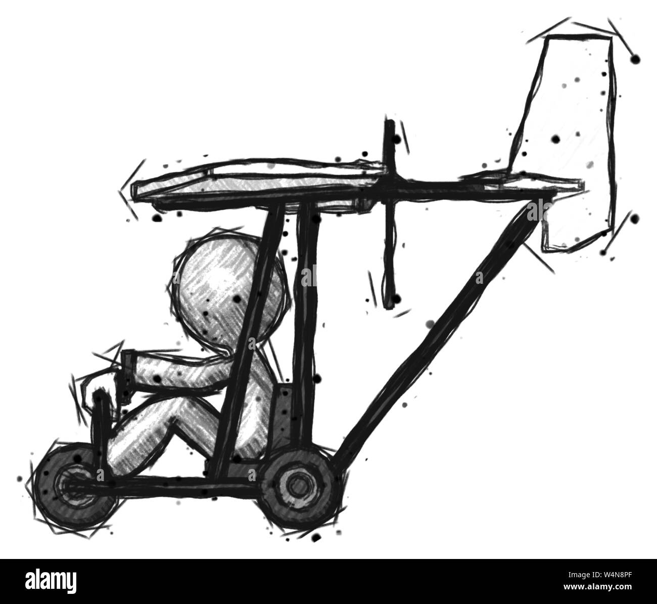 Design Sketch mascot homme dans un avion ultra-léger Vue de côté. Banque D'Images Design Sketch mascot homme dans un avion ultra-léger Vue de côté. Banque D'Images