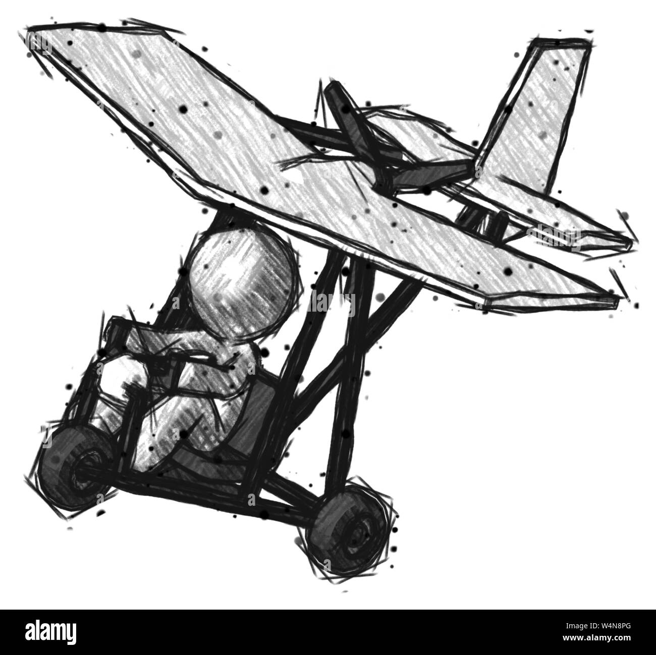 Design Sketch mascot homme dans un avion ultra-léger haut Vue de côté. Banque D'Images Design Sketch mascot homme dans un avion ultra-léger haut Vue de côté. Banque D'Images