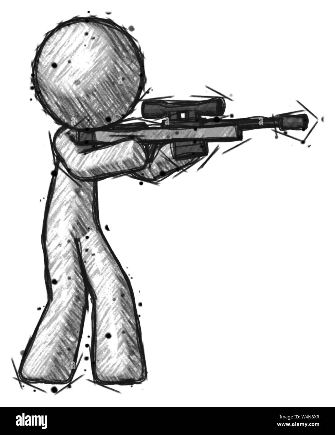 Design Sketch mascot homme tir fusil de sniper. Banque D'Images Design Sketch mascot homme tir fusil de sniper. Banque D'Images