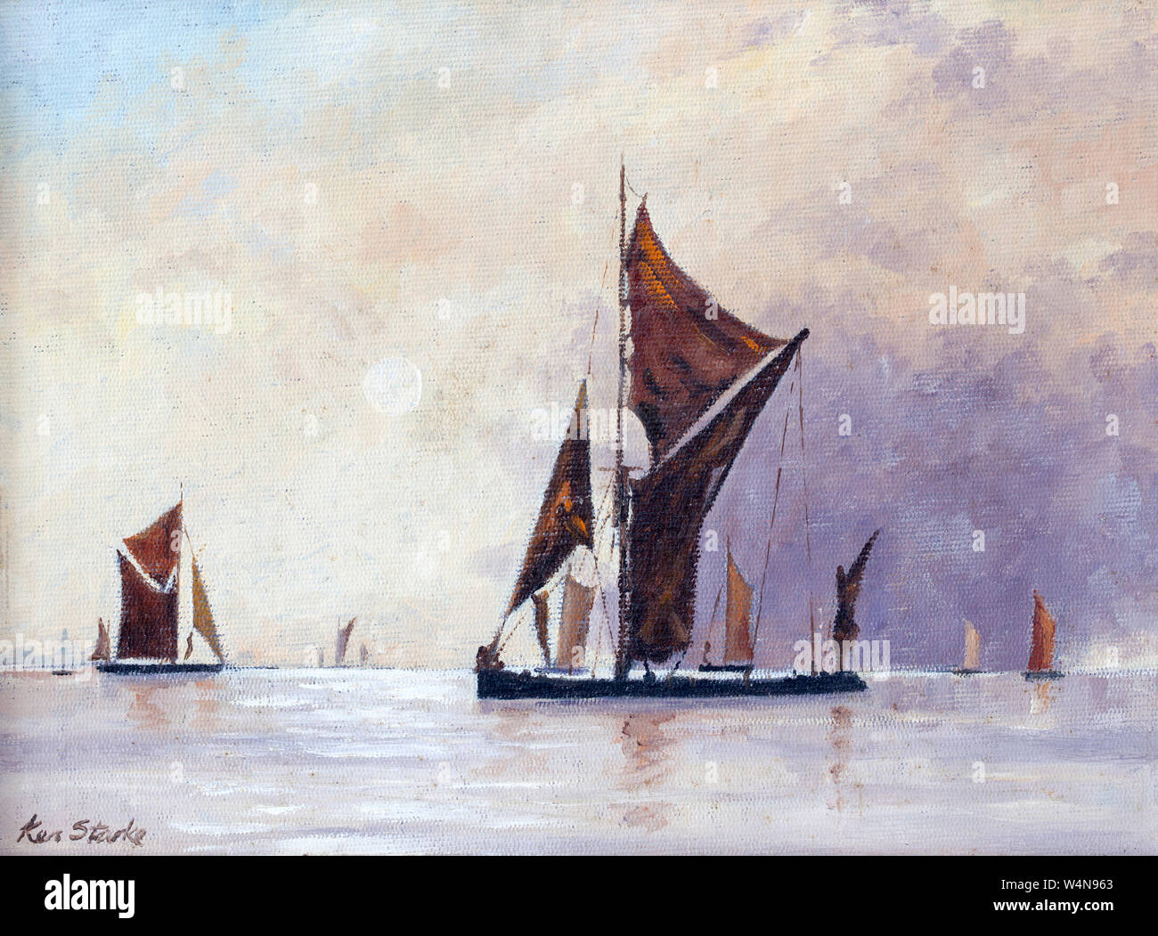 Peinture de bateaux sur la rivière Colne Angleterre Essex Banque D'Images