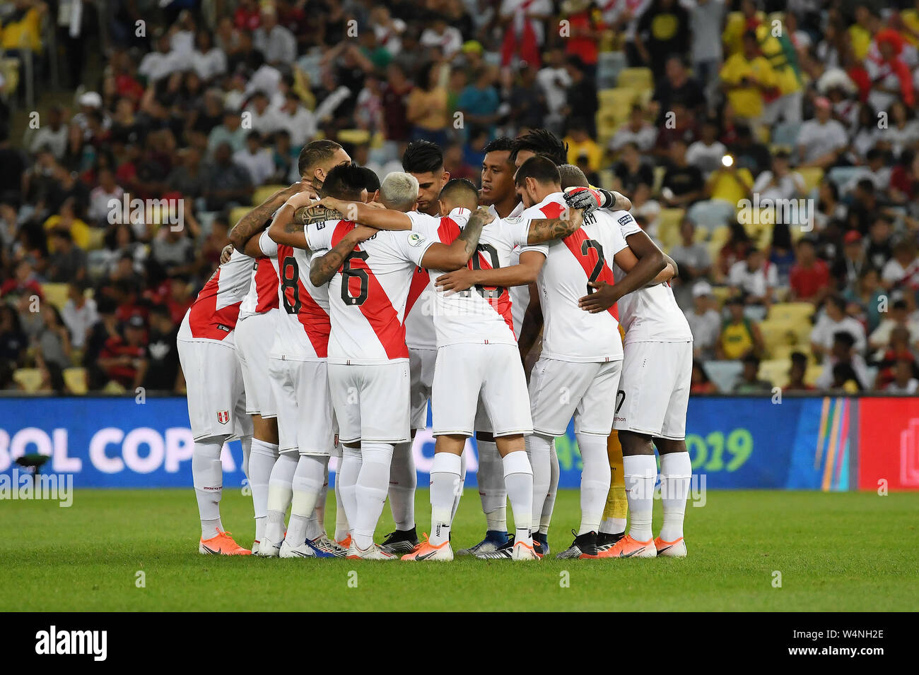 Rio de Janeiro, Brésil, le 18 juin 2019. Joueurs de football de l'équipe péruvienne pendant le match entre la Bolivie et le Pérou pour la Copa America 2019 à e Banque D'Images