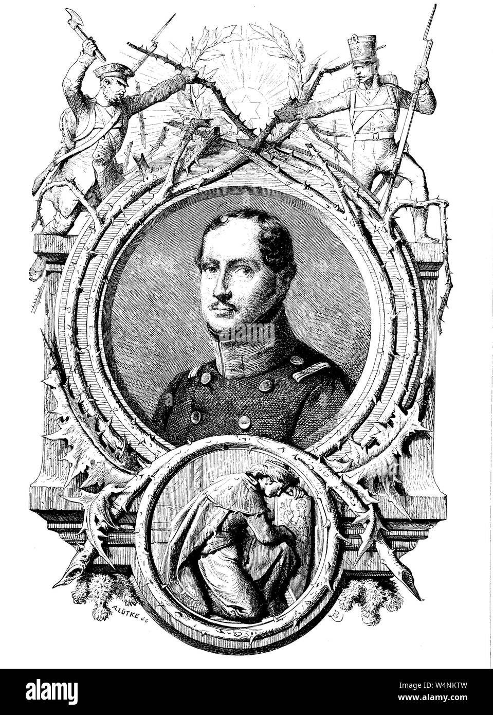 Frédéric-guillaume III, roi de Prusse de 1797 à 1840. Friedrich Wilhelm III., 1770-1840, la guerre seit 1797 König von Preußen, Markgraf von Brandenburg und Kurfürst des Heiligen Römischen Reiches, amélioration numérique reproduction d'une illustration du xixe siècle Banque D'Images