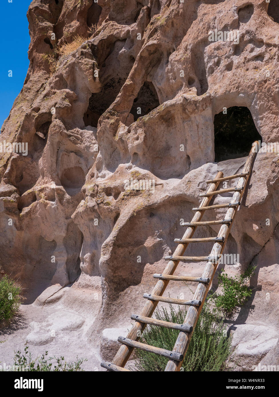 L'échelle à cavates, Bandelier National Monument, Los Alamos, Nouveau Mexique. Banque D'Images
