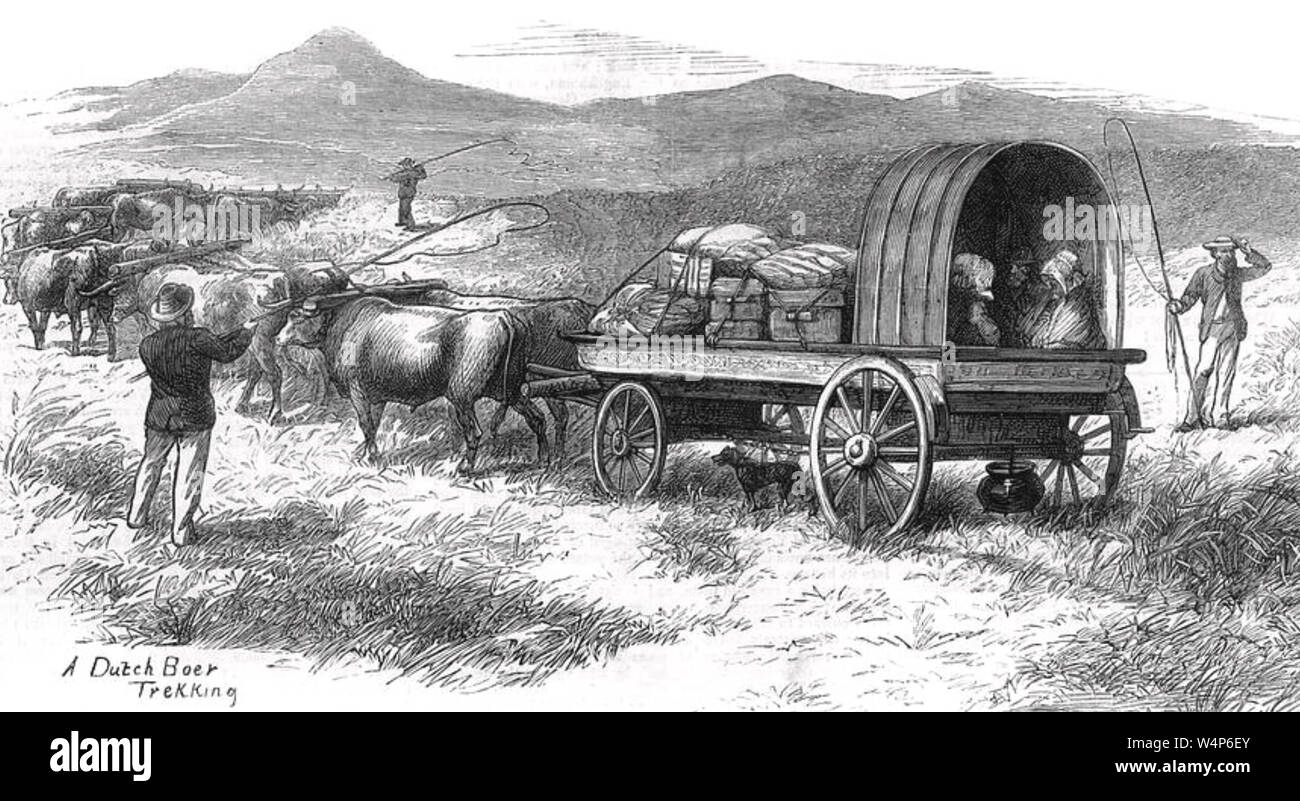 Grand TREK Boer citernes laissant la Colonie du Cap à l'est vers le nord. Banque D'Images