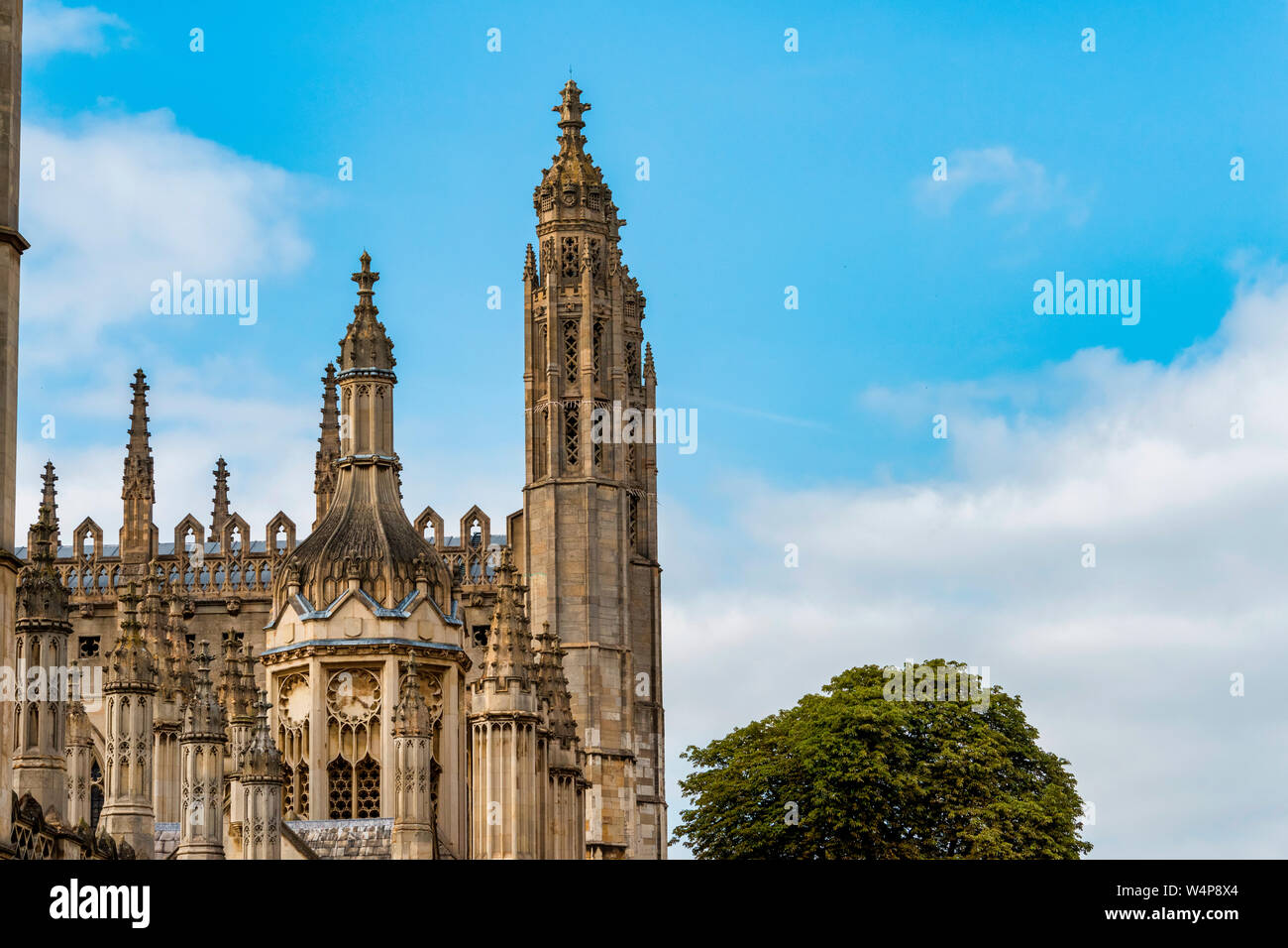 Cambridge, UK - Août 2018 : Flèches de Kings College Chapel, face Banque D'Images